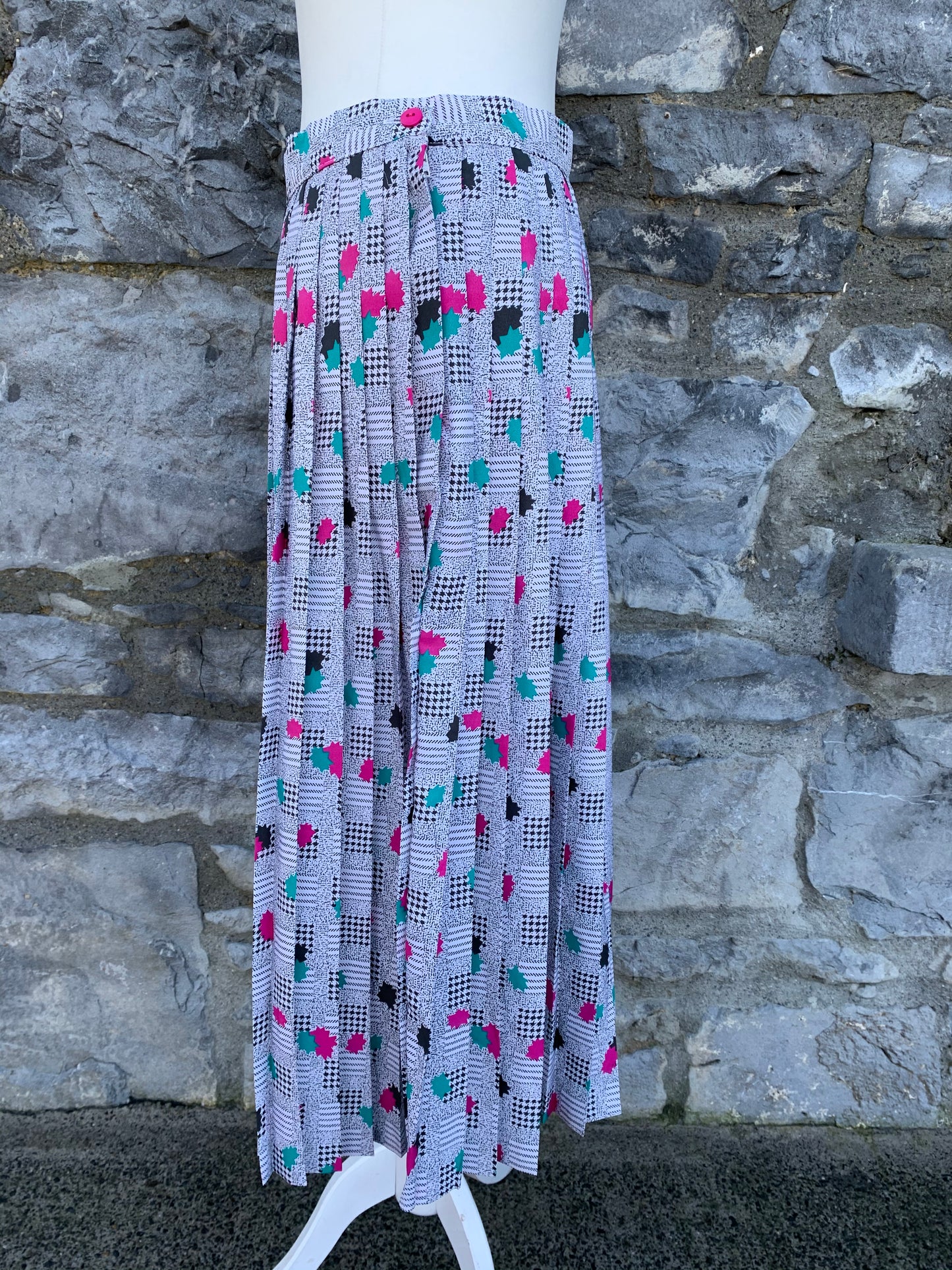 Grey pleated skirt with colourful patches uk 12