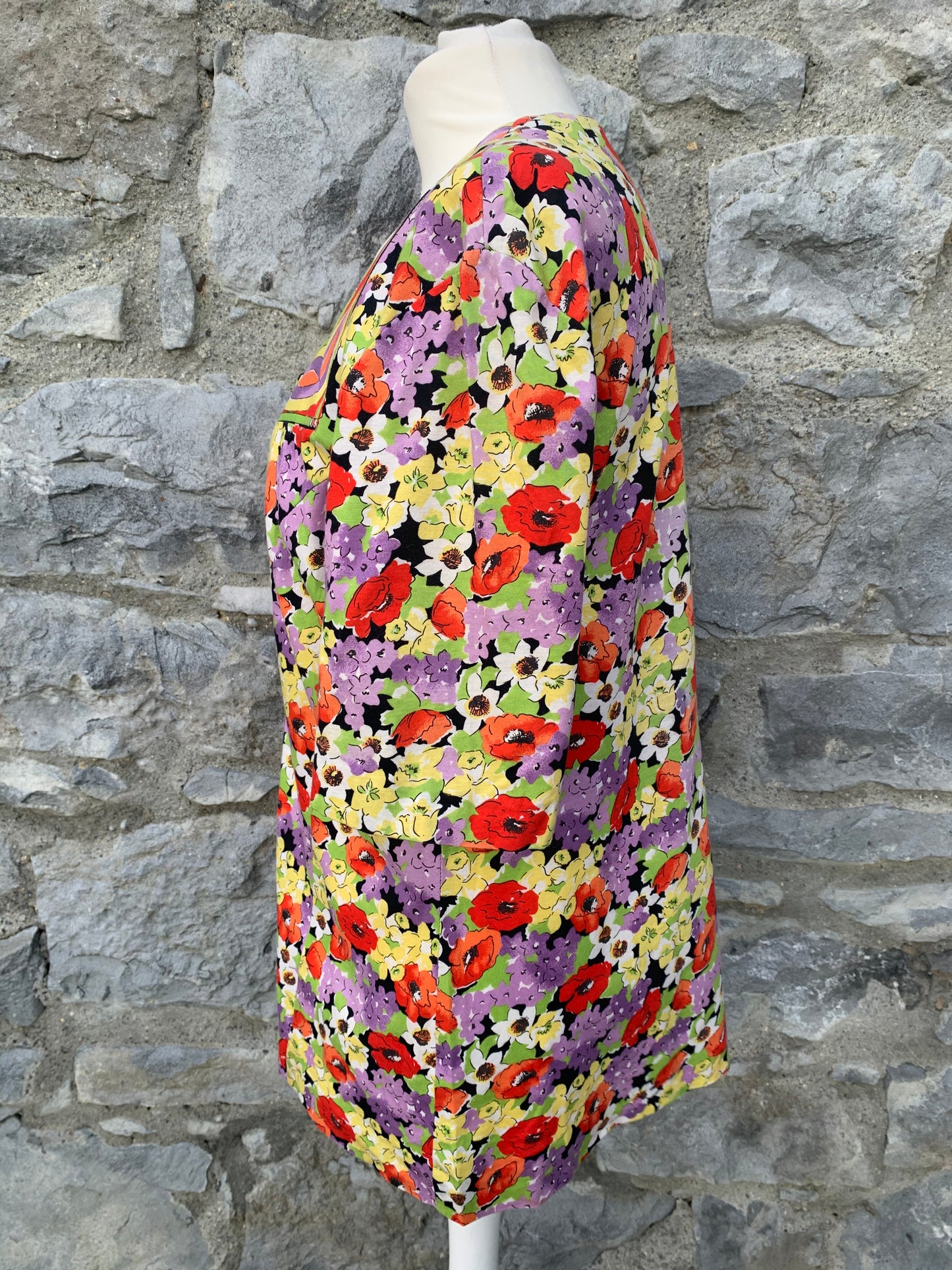 80s floral button up top uk 12