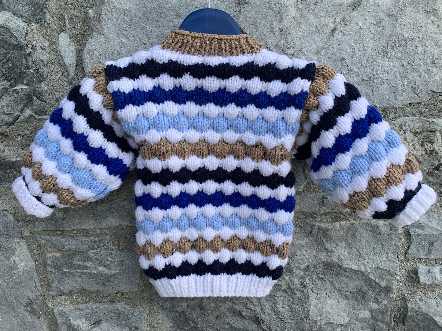 Blue&brown bubble knit cardigan 12-18m (80-86cm)