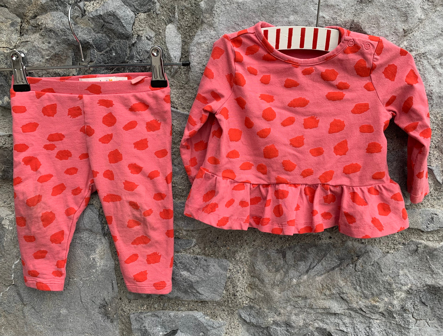 Pink spotty set 4-6m (62-68cm)