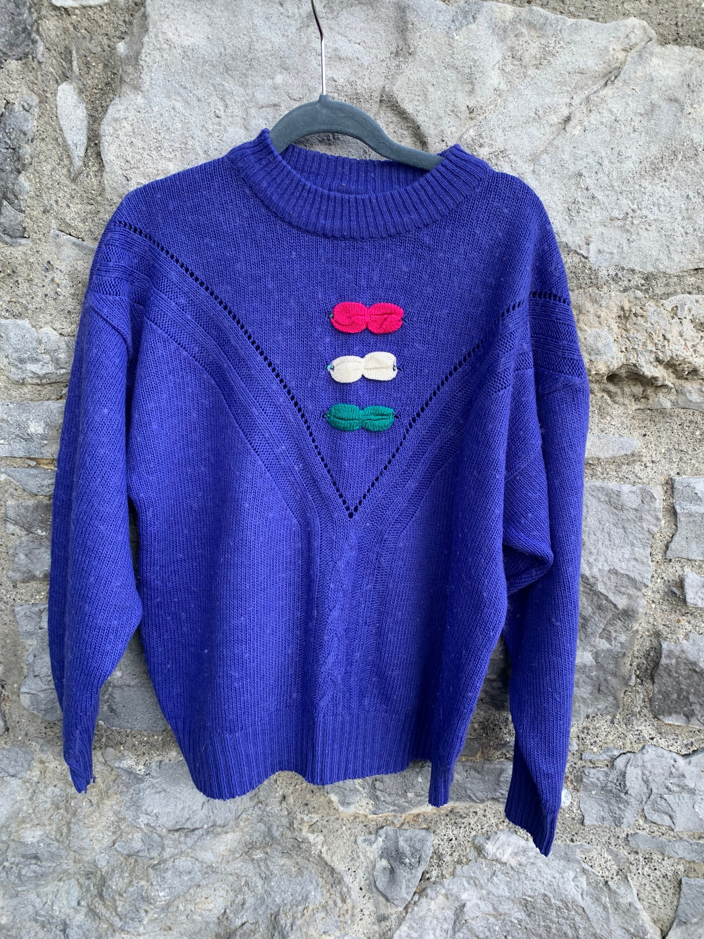 Blue jumper with bows 9-10y (134-140cm)