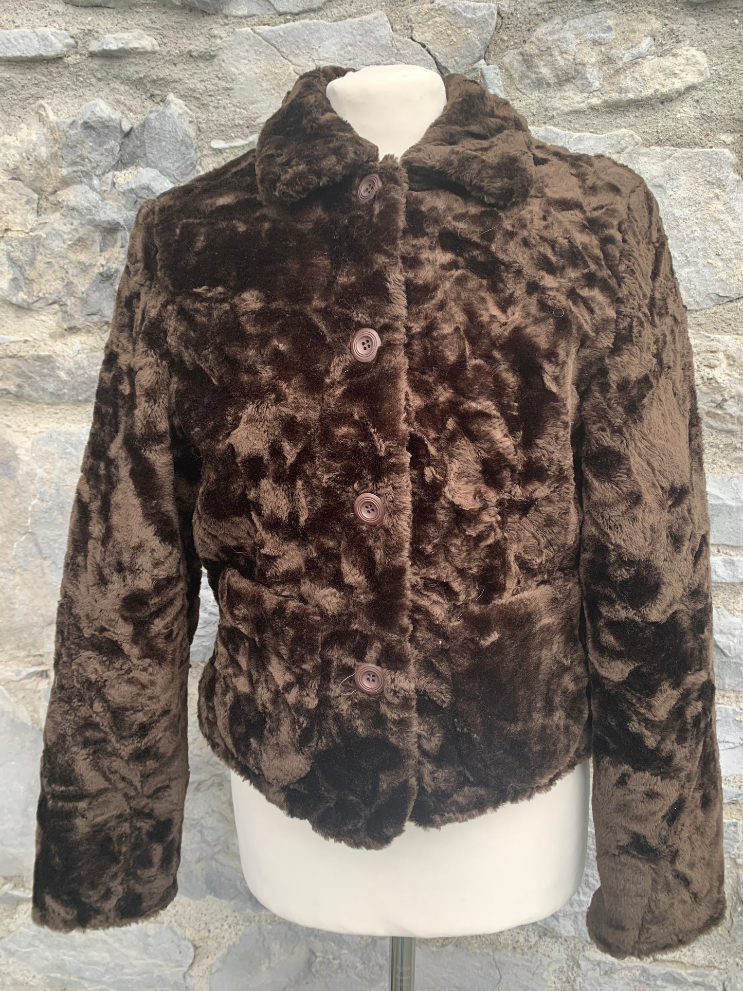 Noughties brown furry jacket uk 10-12