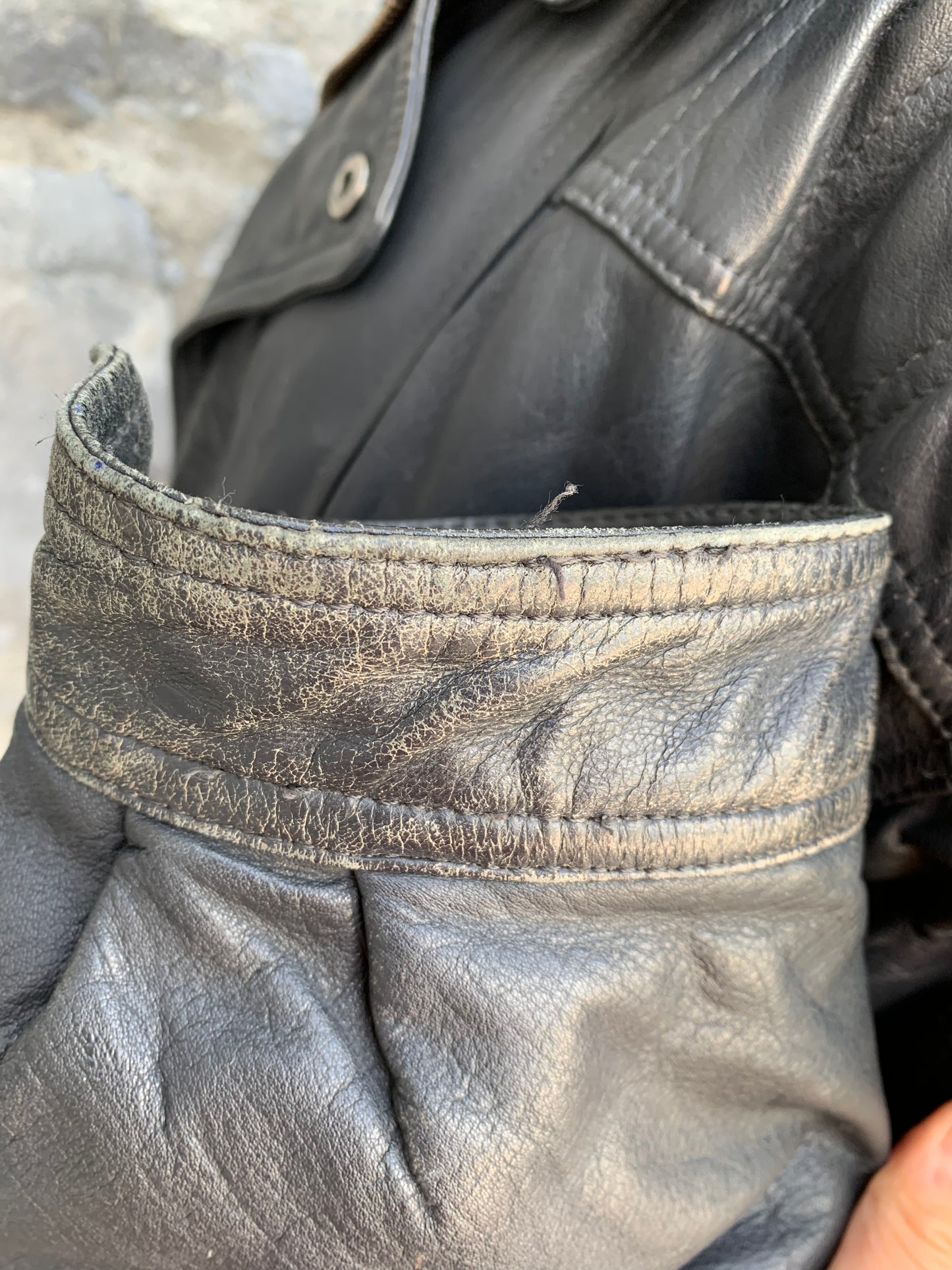 Concord black patchwork leather jacket M/L