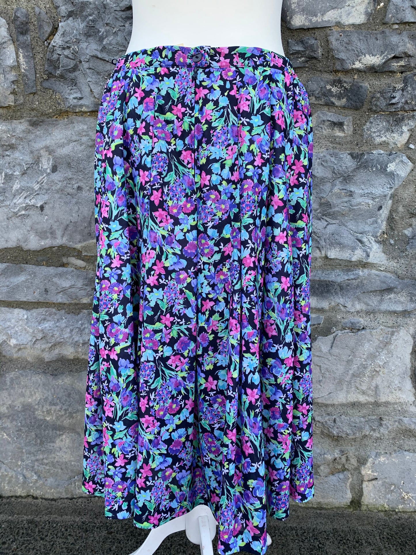 Pink&purple flowers midi skirt uk 14