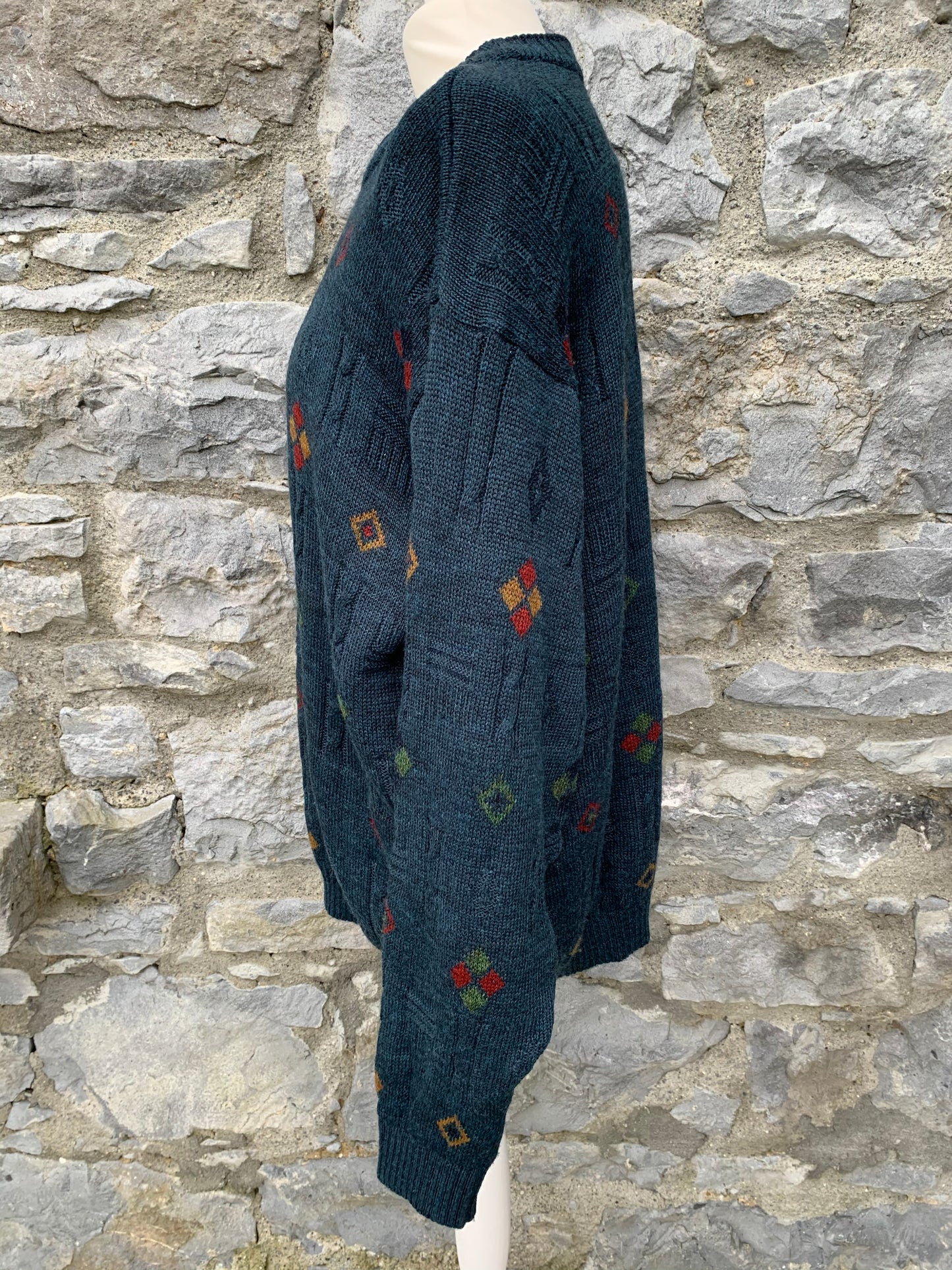 90s green Aztec jumper Large