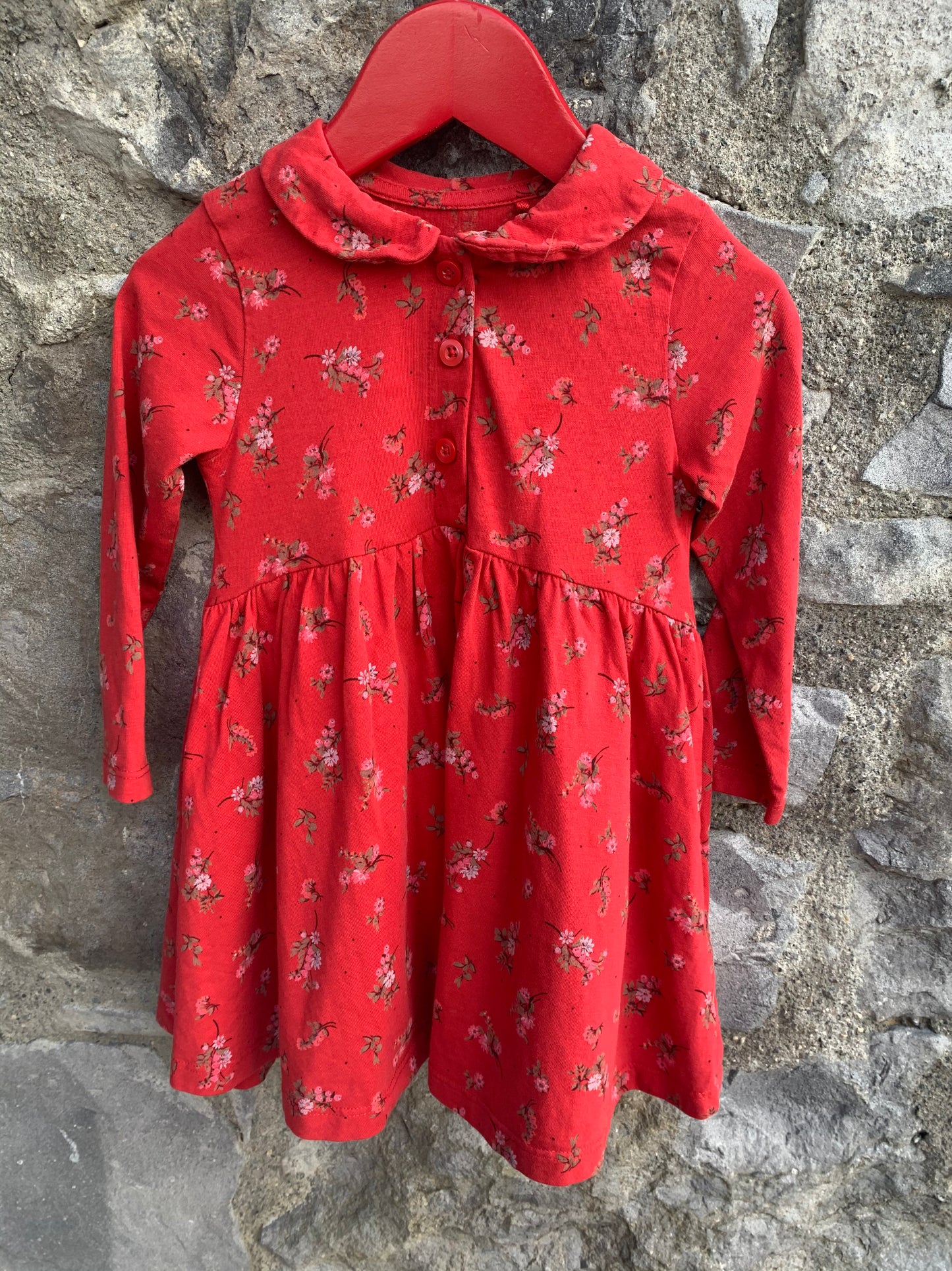 Red floral dress 12-18m (80-86cm)
