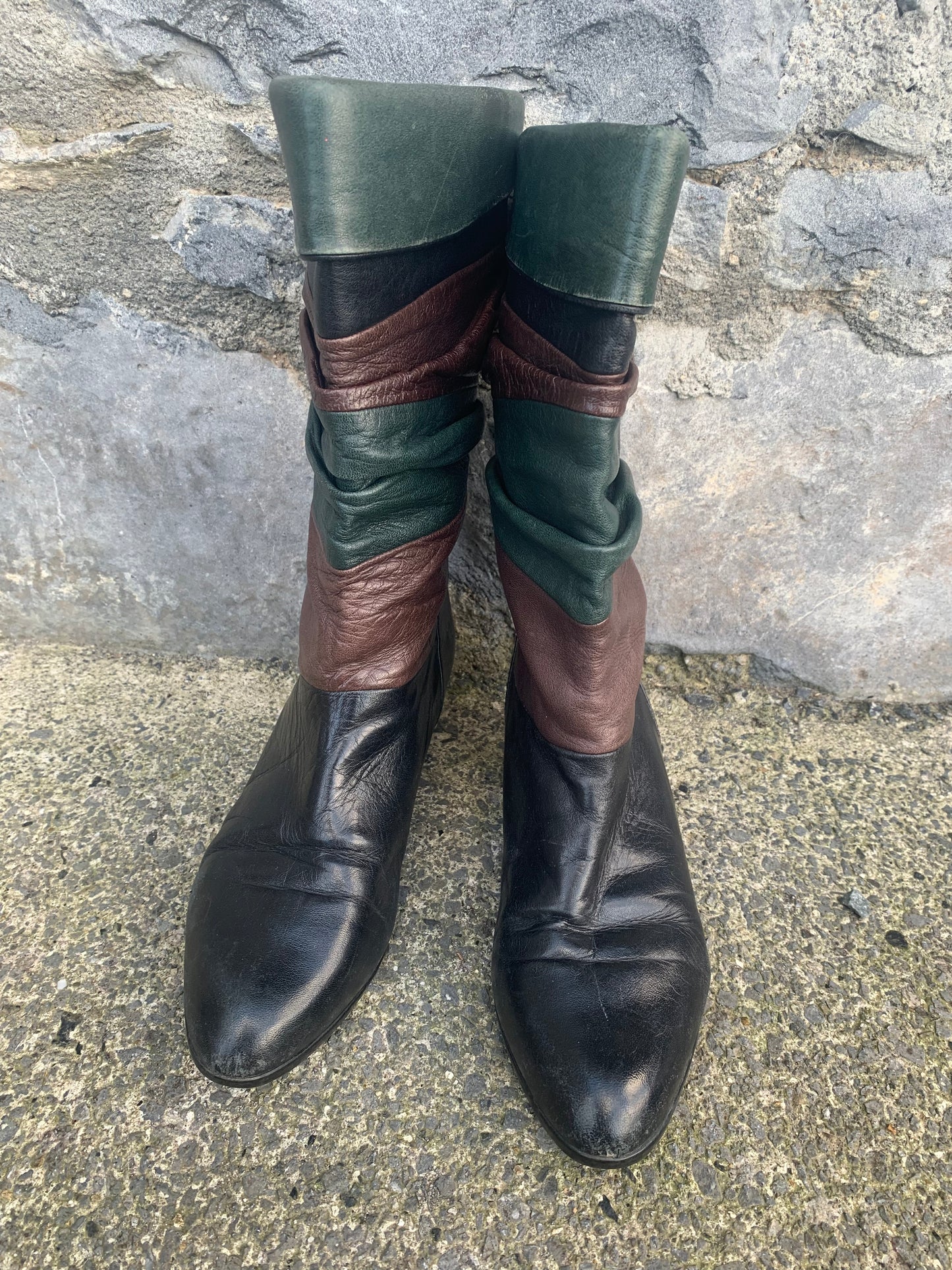 80s brown&black boots uk 4.5 (eu 37.5)