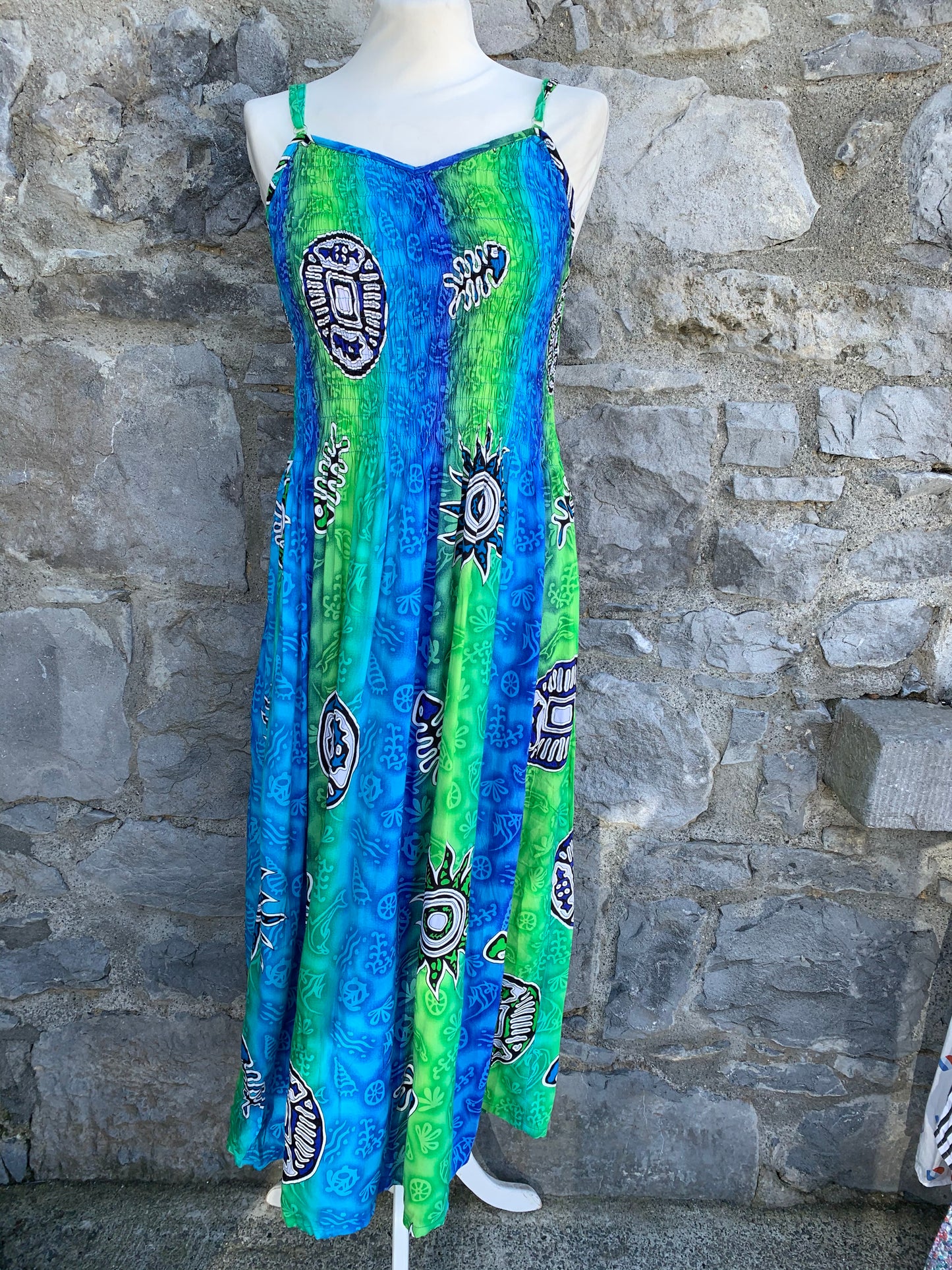 90s Green&blue sun dress uk 10-14