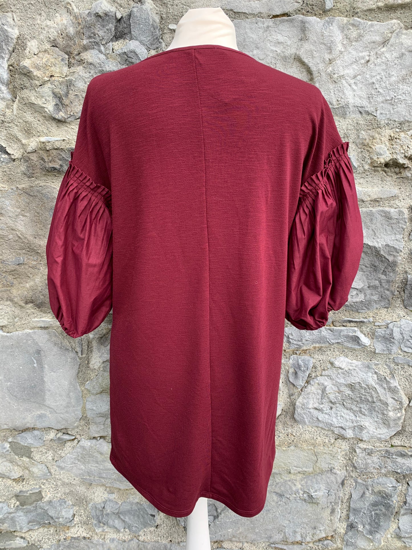 Maroon dress with puffy sleeves uk 8-10