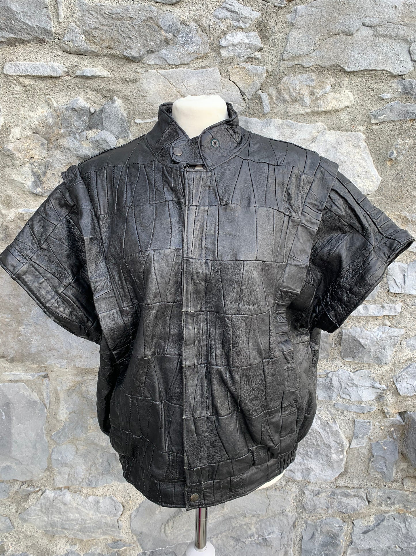 Black leather patchwork jacket Medium