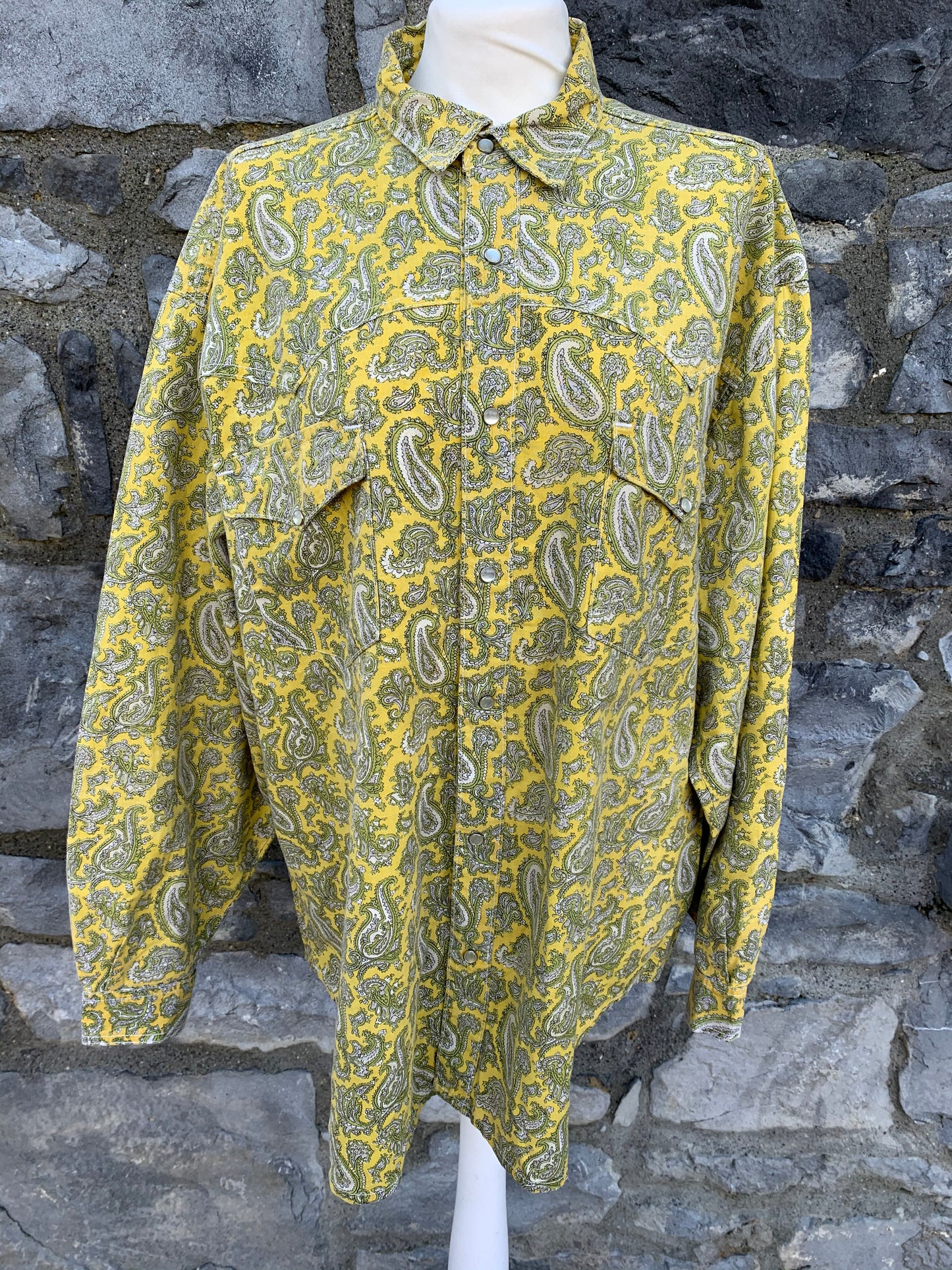 Yellow denim paisley shirt M/L