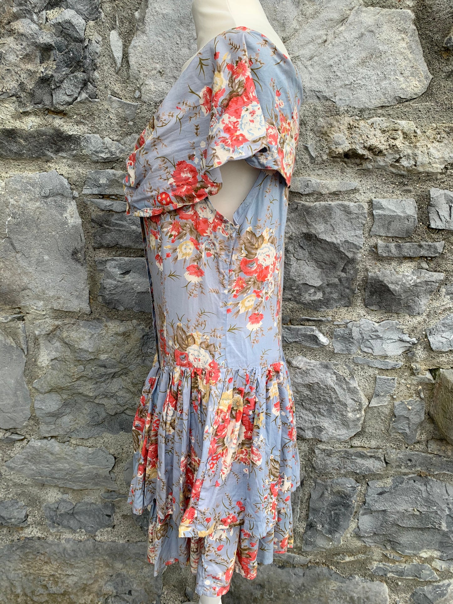 Flash 80s ruffled floral dress uk 10-12