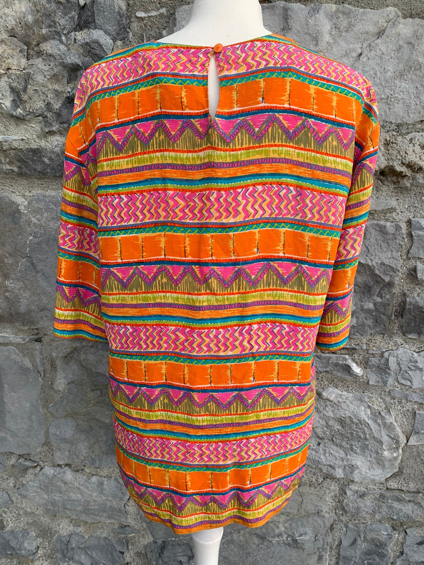 August Silk 80s orange top uk 12