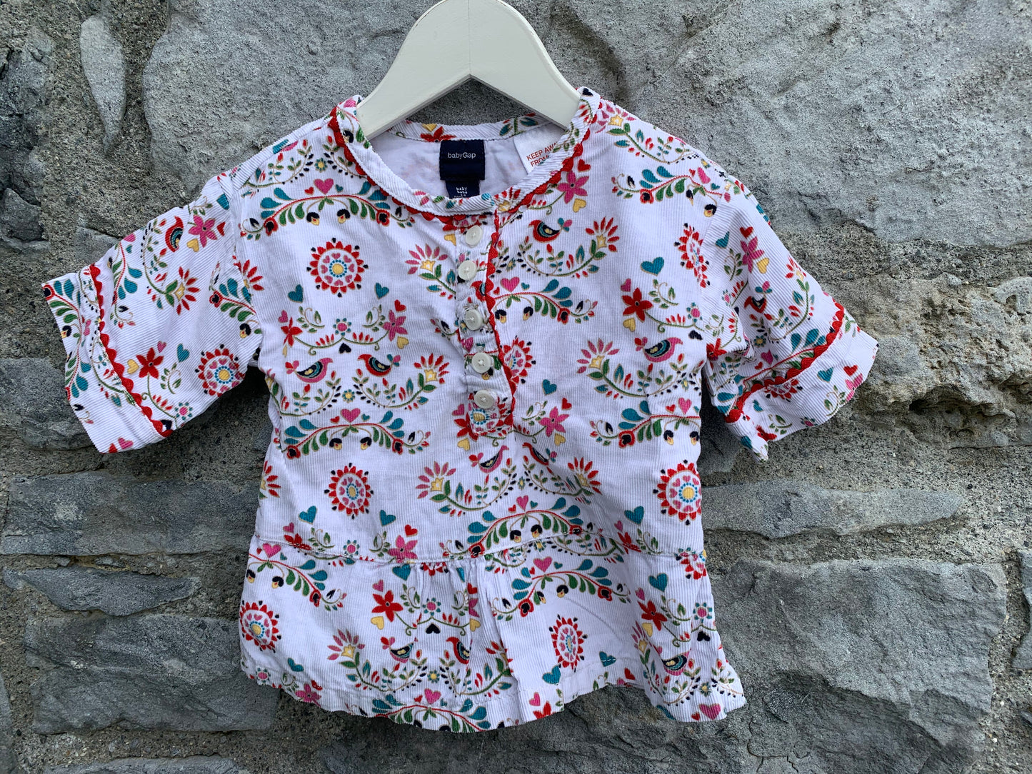 White floral cord top 3-6m (62-68cm)