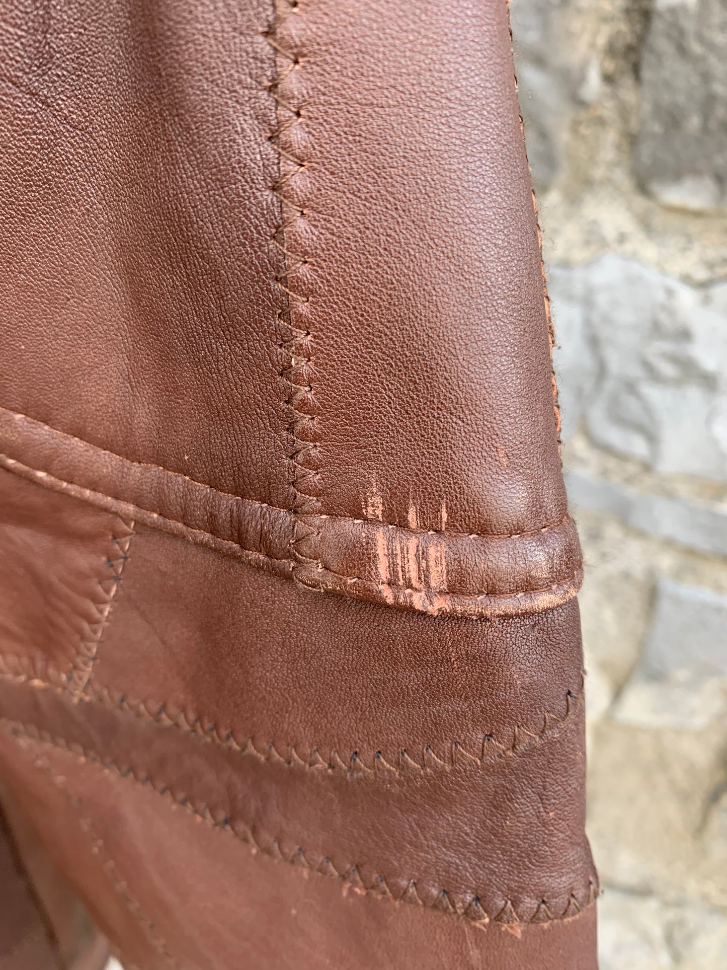 Brown patchwork long jacket M/L