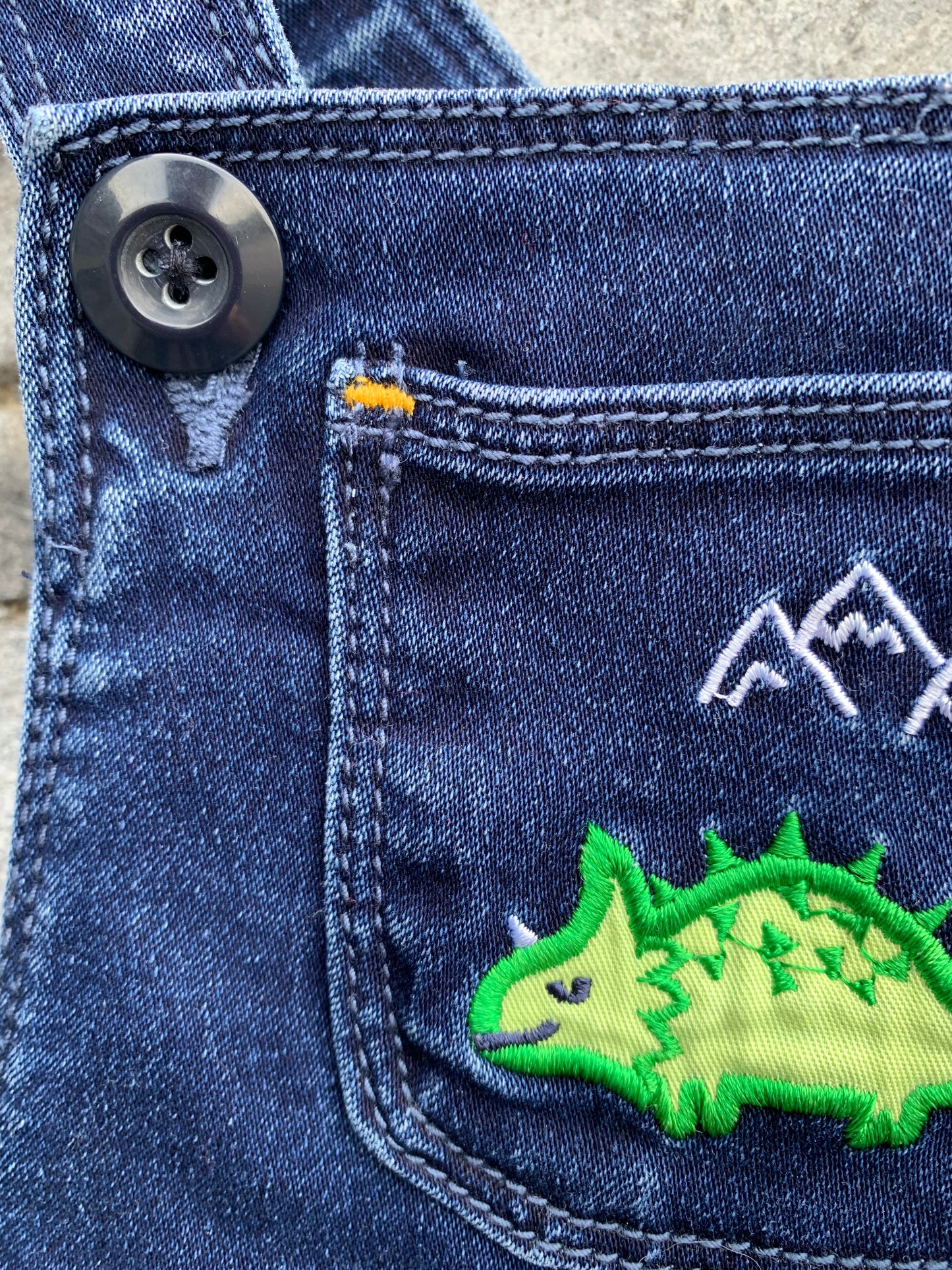 Denim dinosaur dungarees 3-6m (62-68cm)