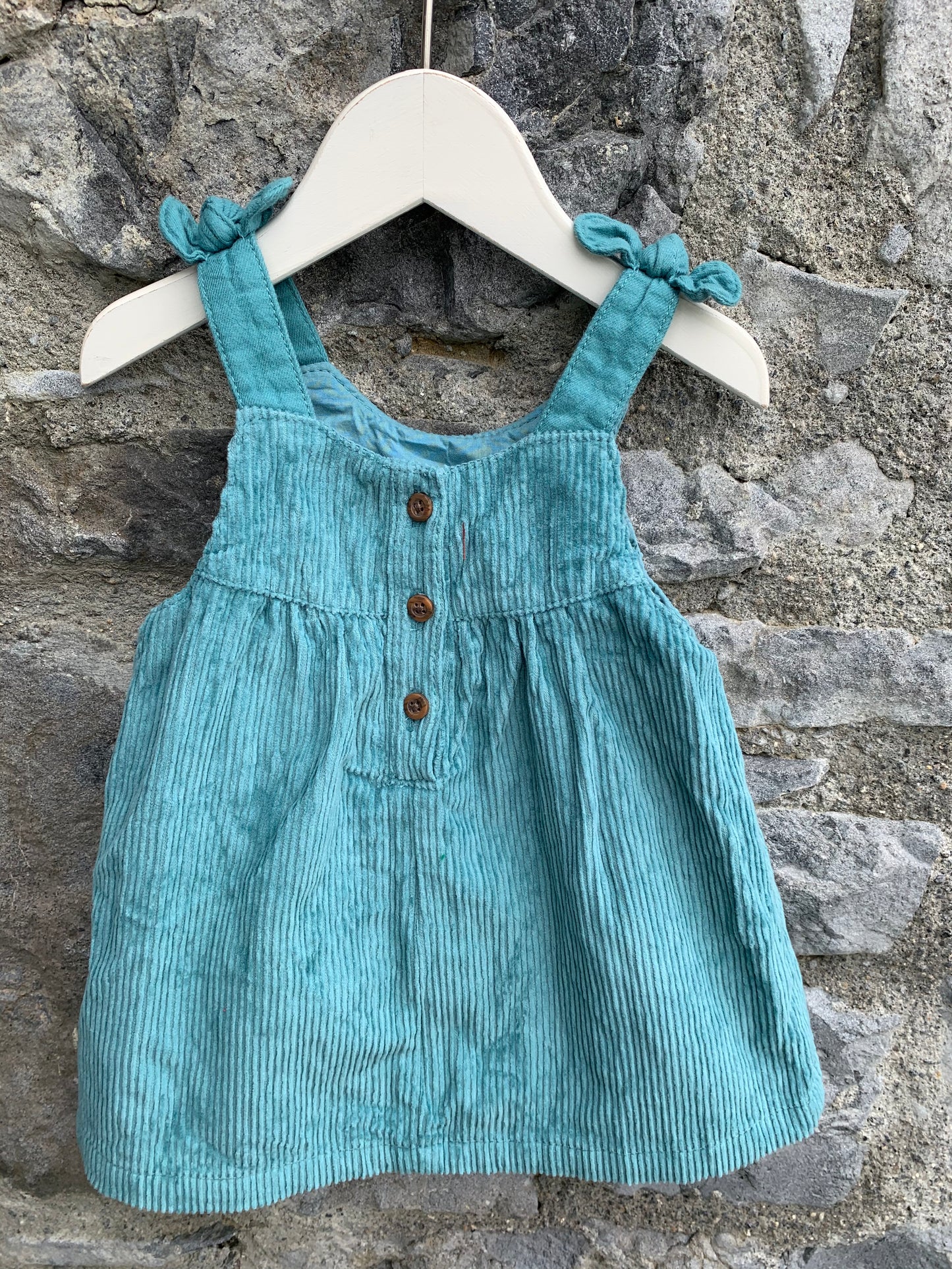 Teal cord pinafore 0-3m (56-62cm)