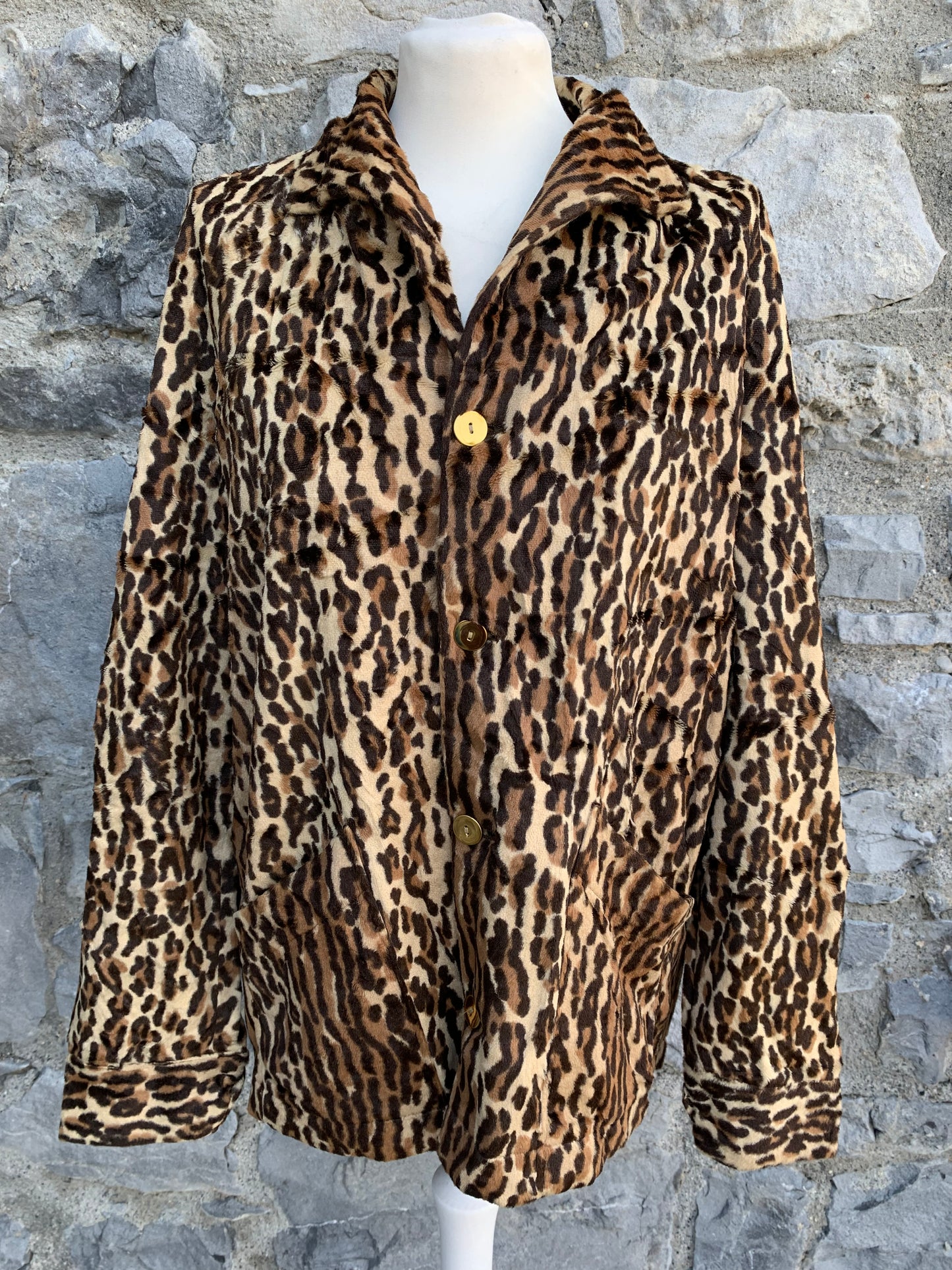 Leopard furry jacket uk 10-12