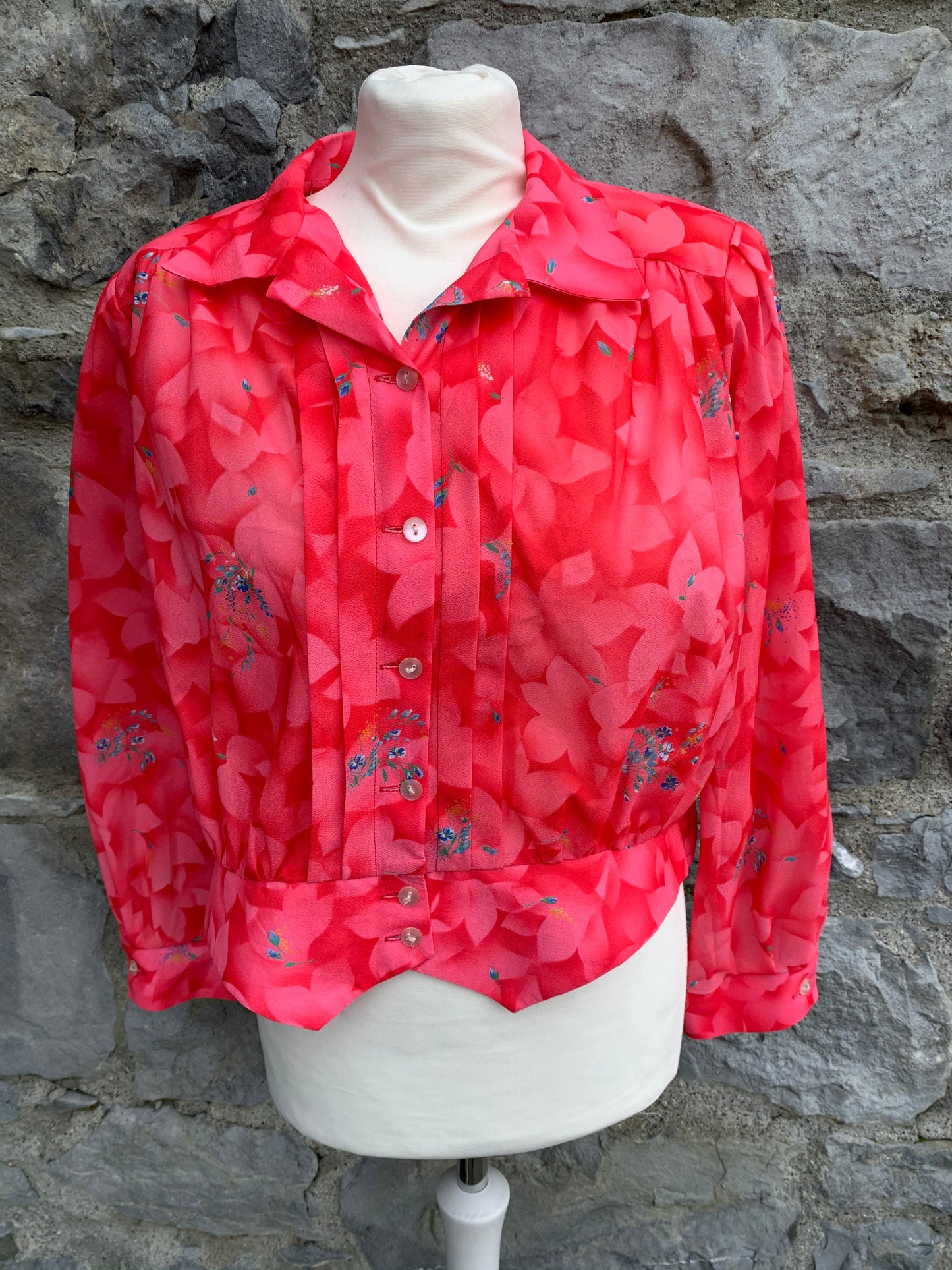 MK 80s pink floral blouse uk 12-14
