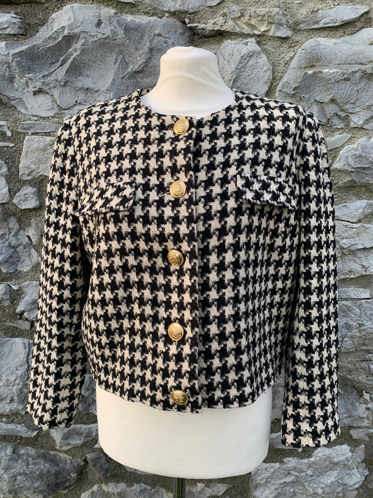 Houndstooth jacket with gold buttons uk 12