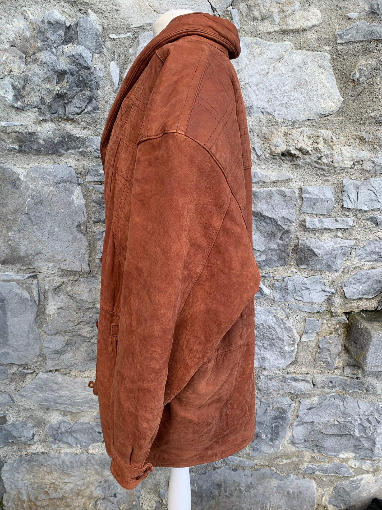 Brown faux leather coat Large