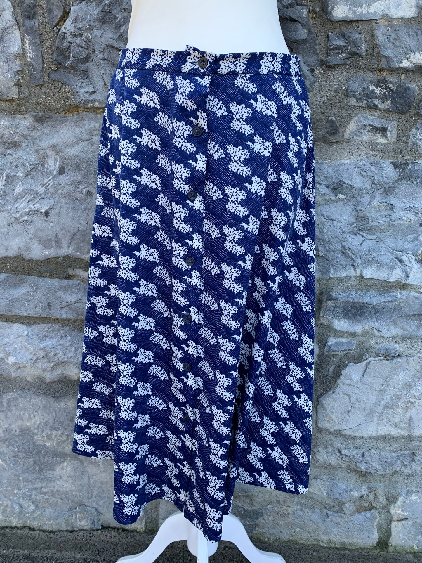 Blue field button up skirt uk 12