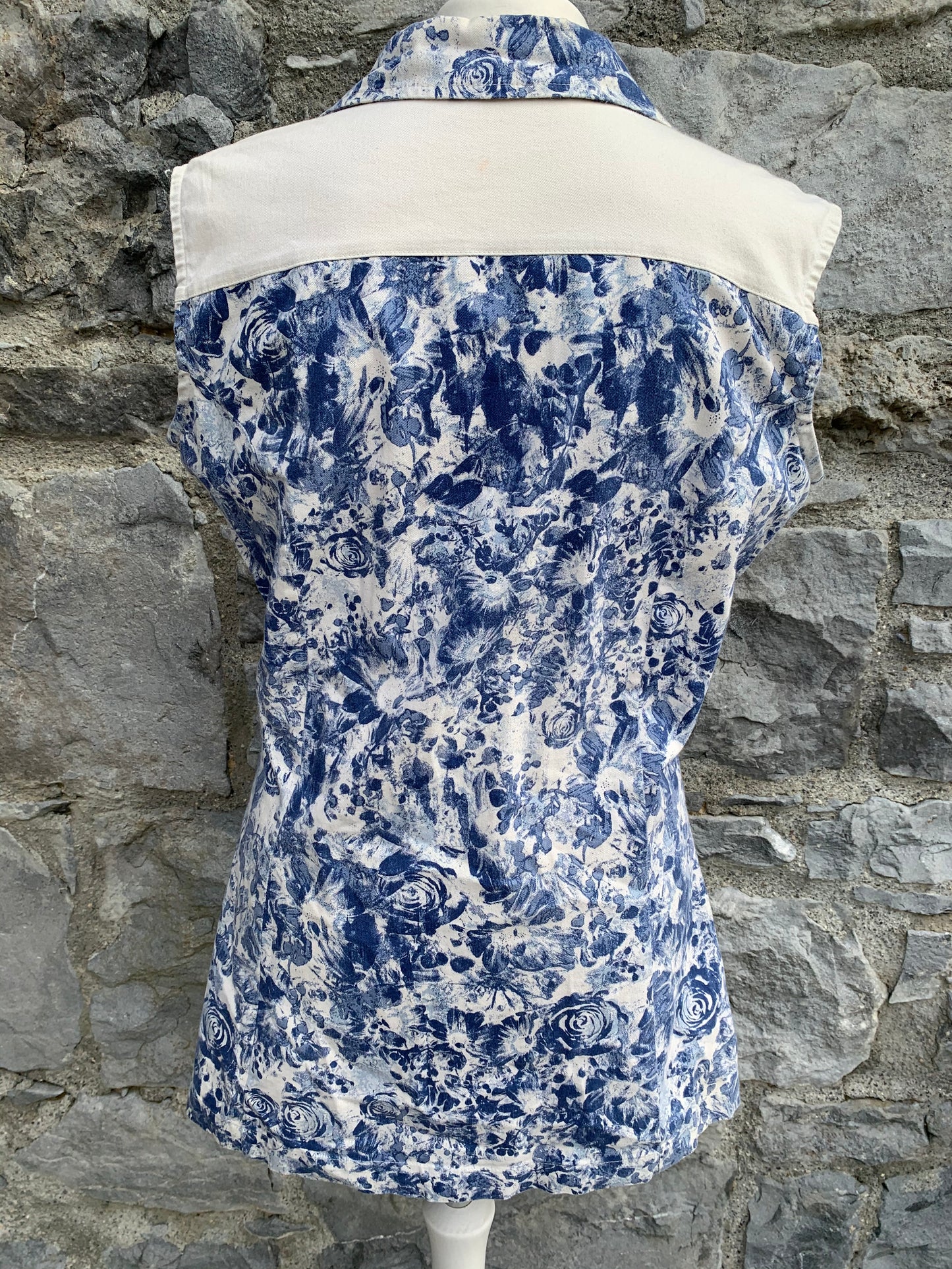 80s Blue&white gilet uk 12-14