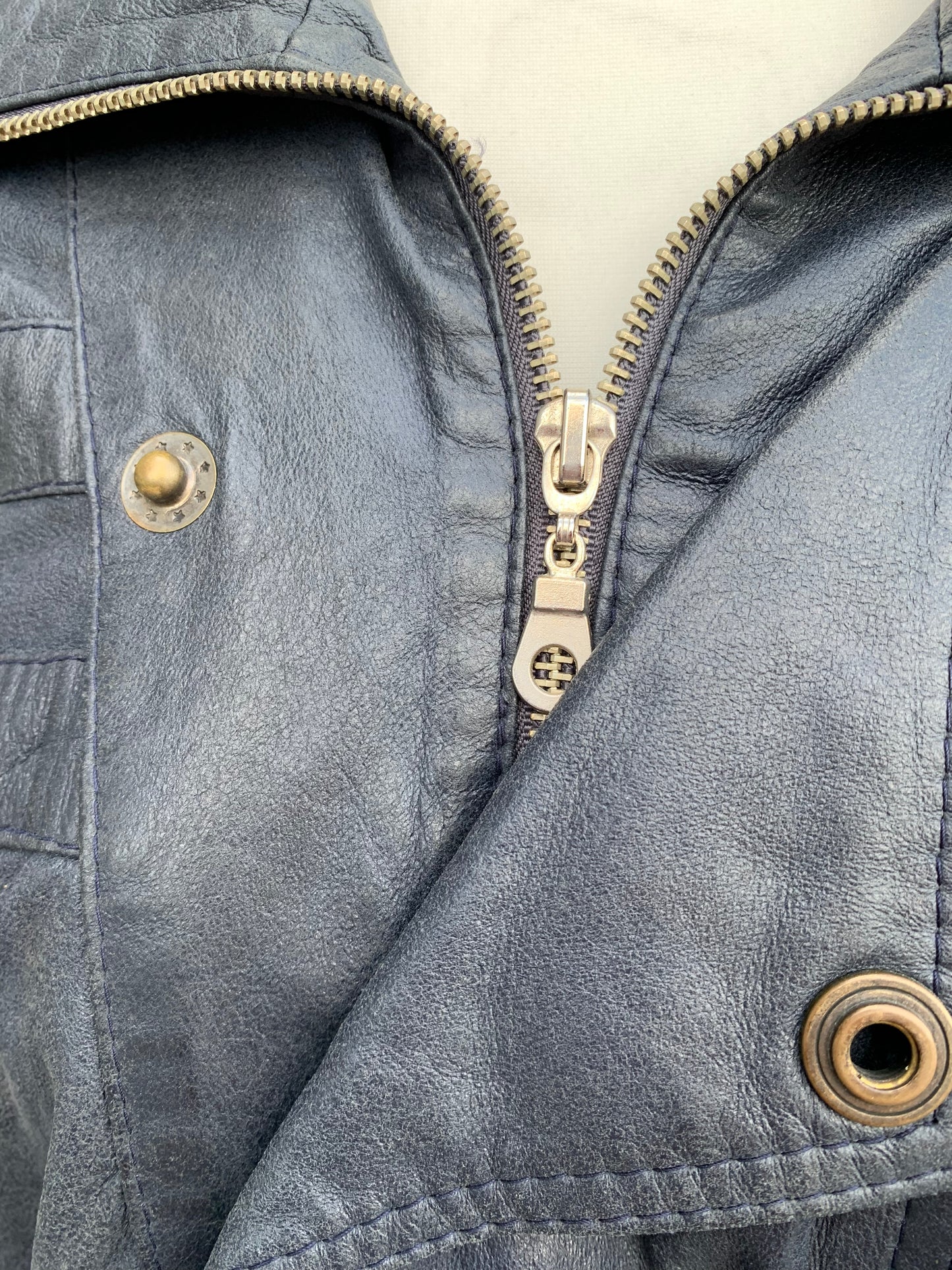 Fox&Model navy leather jacket Large