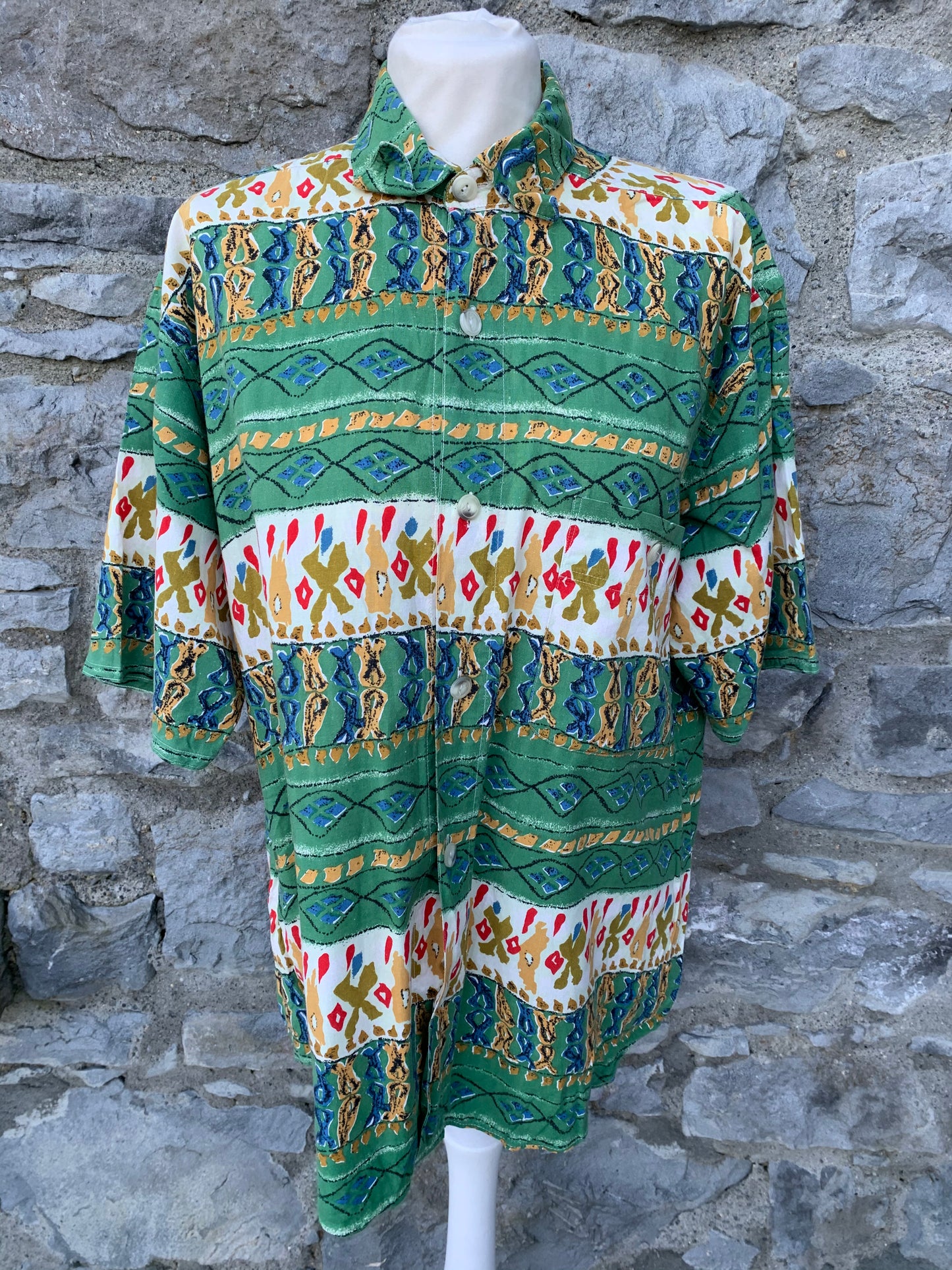 Fasini 80s green abstract shirt Large