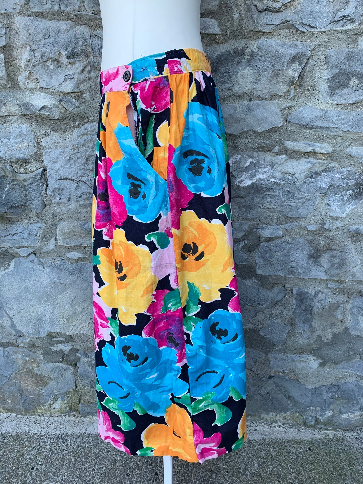 90s big flowers handmade skirt uk 14
