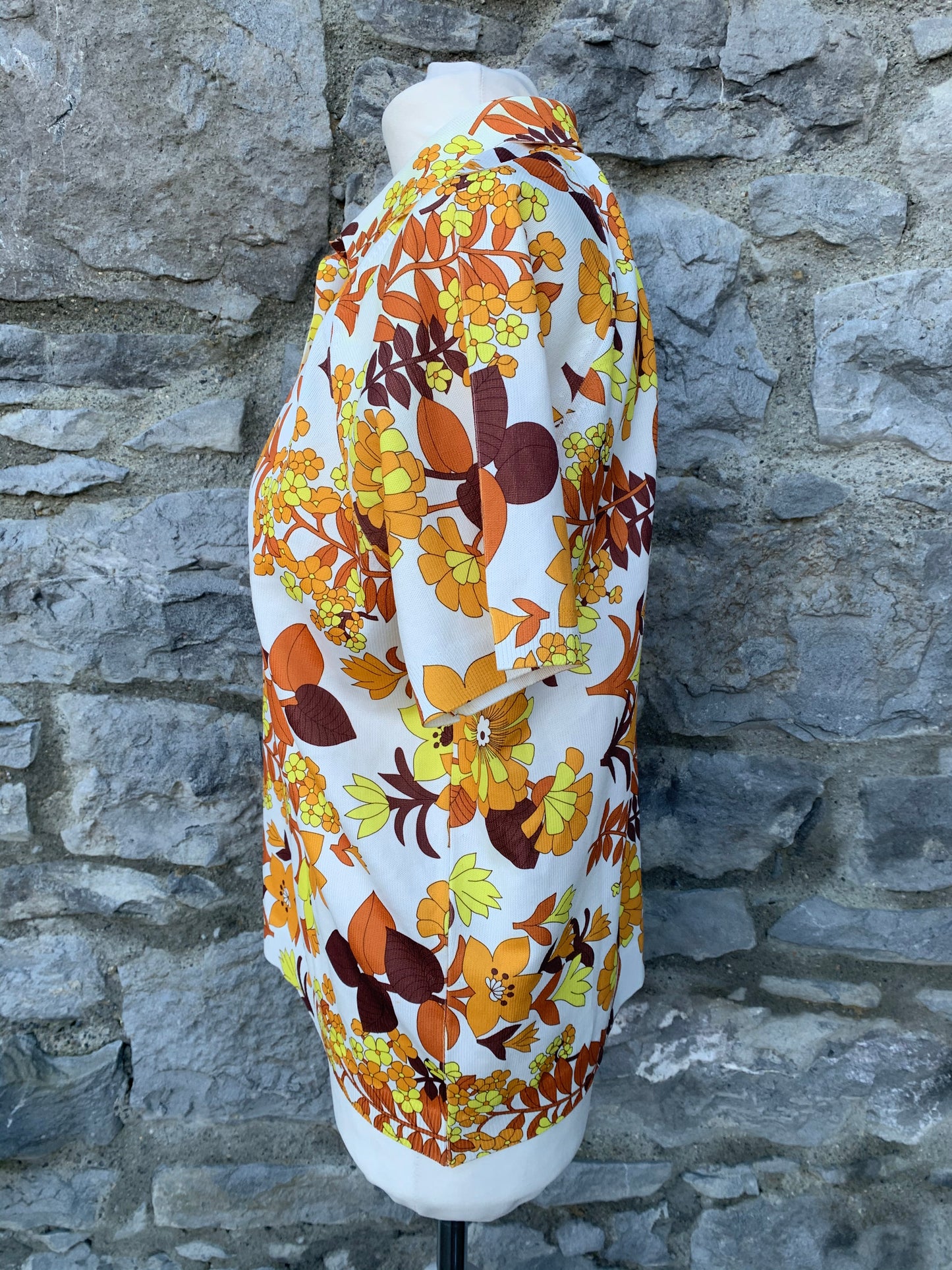 Tricofina 70s yellow flowers top uk 10-12