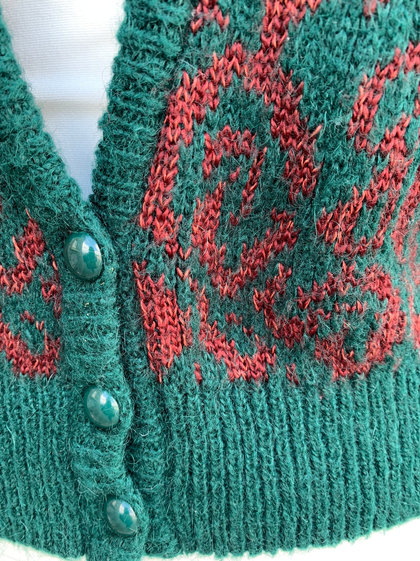 Jaeger 80s Red&green cardigan uk 12