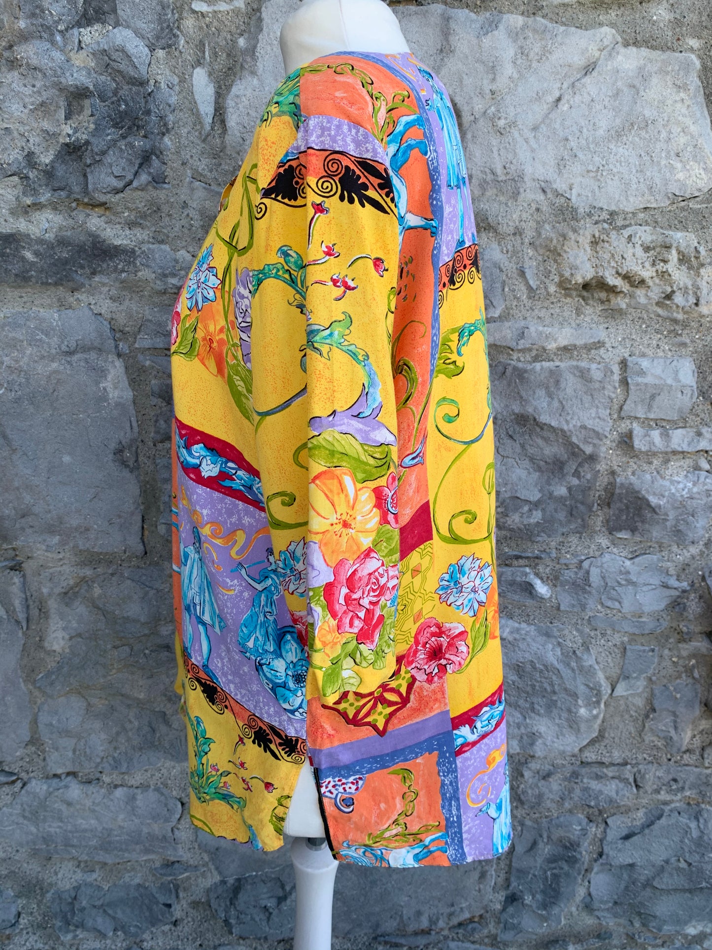 Premiere 80s yellow abstract shirt uk 12