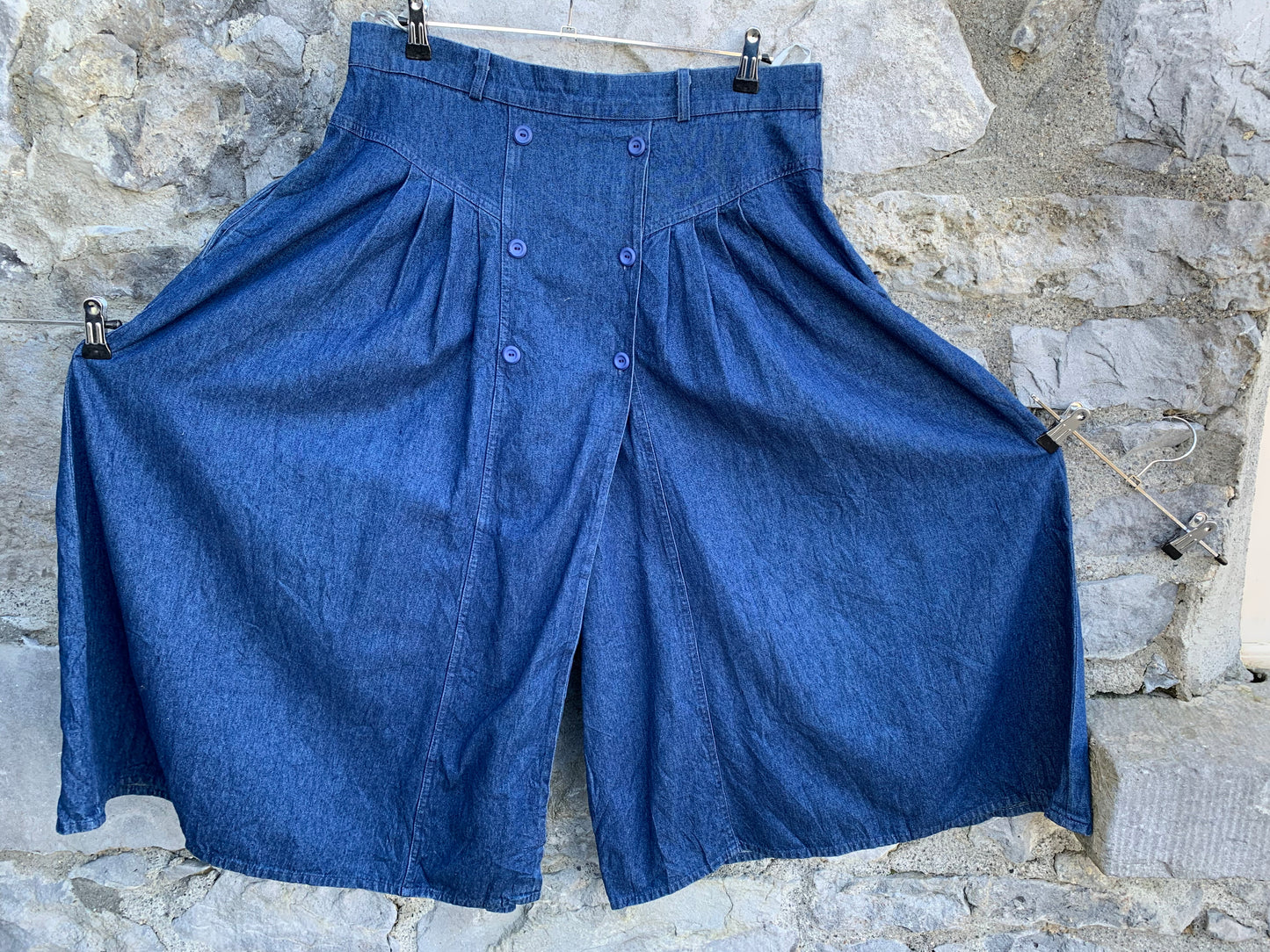 Fade out wide denim culottes uk 16
