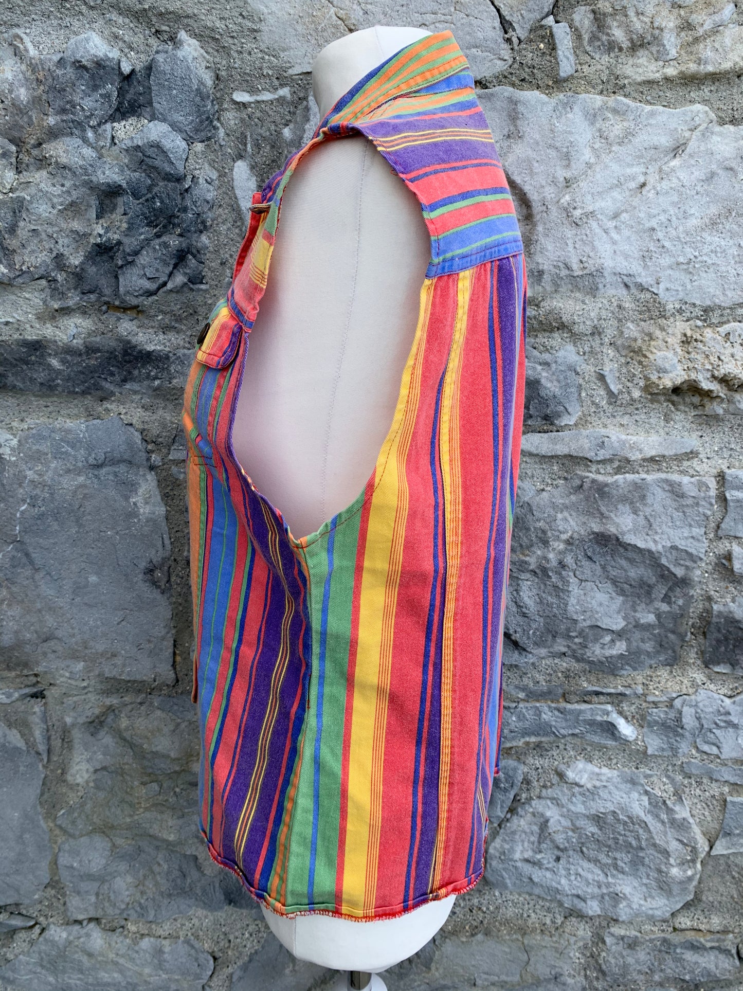 Foreigner 90s rainbow denim gilet uk 12