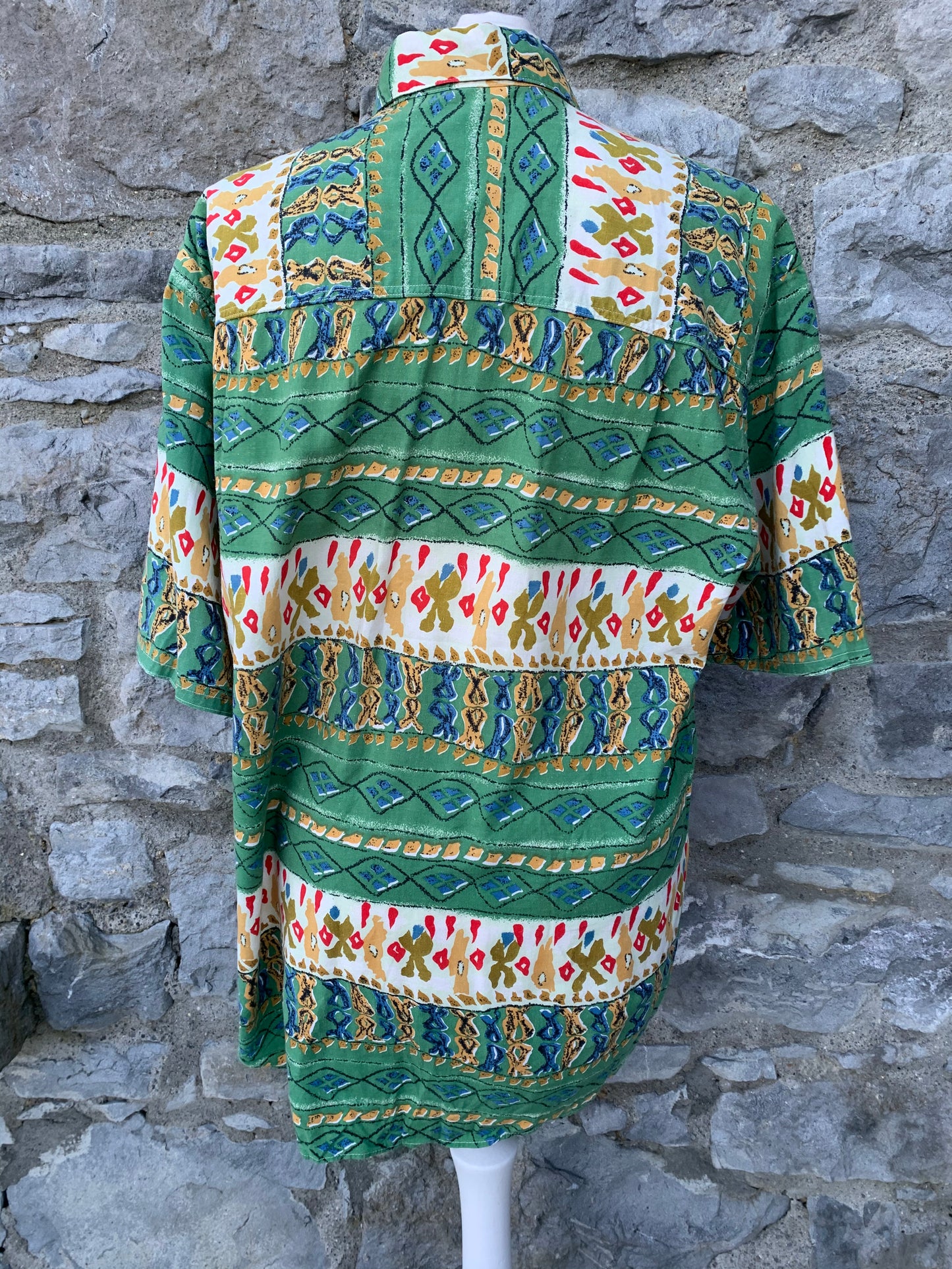 Fasini 80s green abstract shirt Large