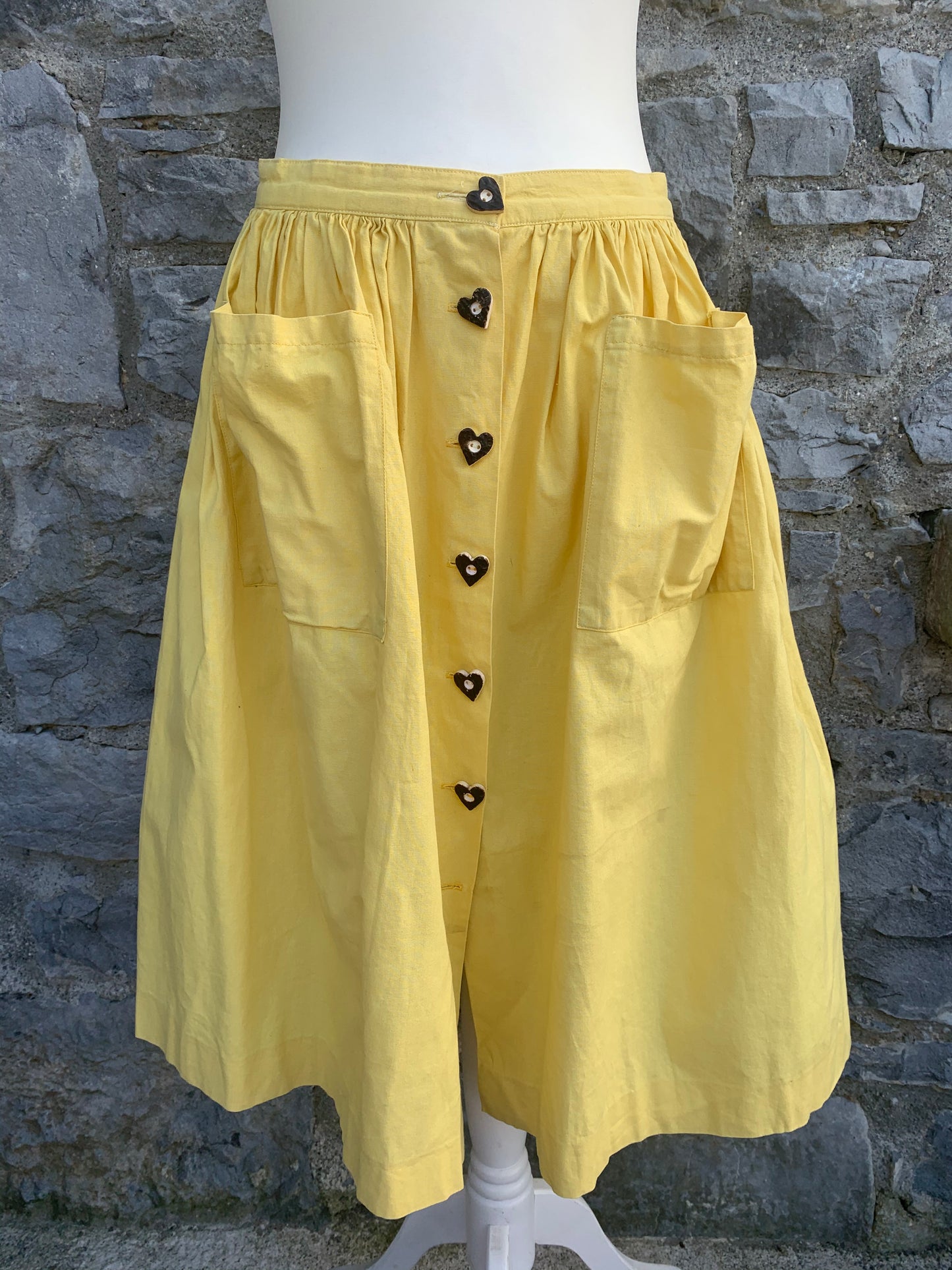Yellow skirt with heart buttons uk 10
