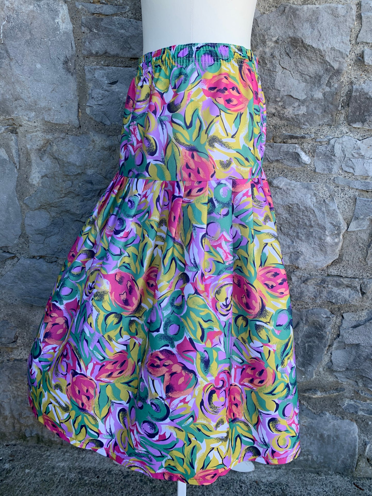 80s colourful floral skirt uk 8-12