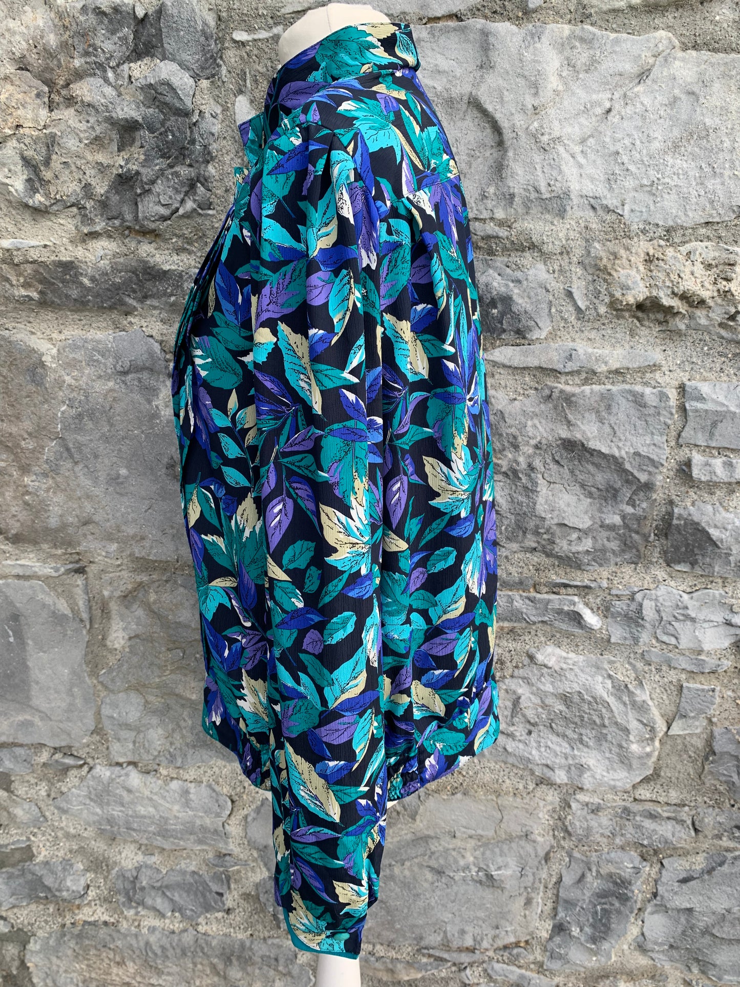 Markwald purple&teal leaves blouse uk 14