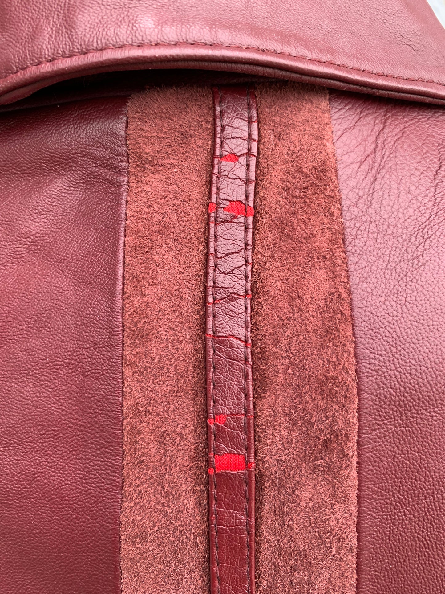 Maroon leather stripes coat uk 18-20