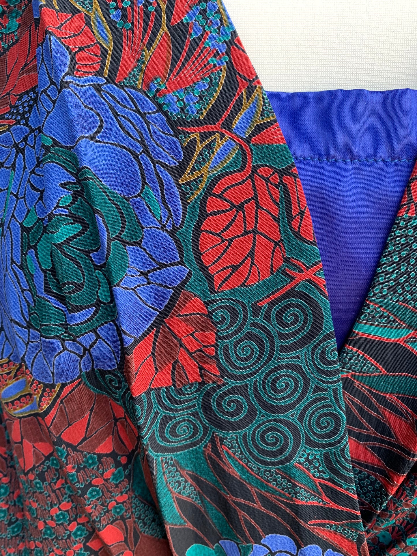 80s maroon top with teal flowers uk 14