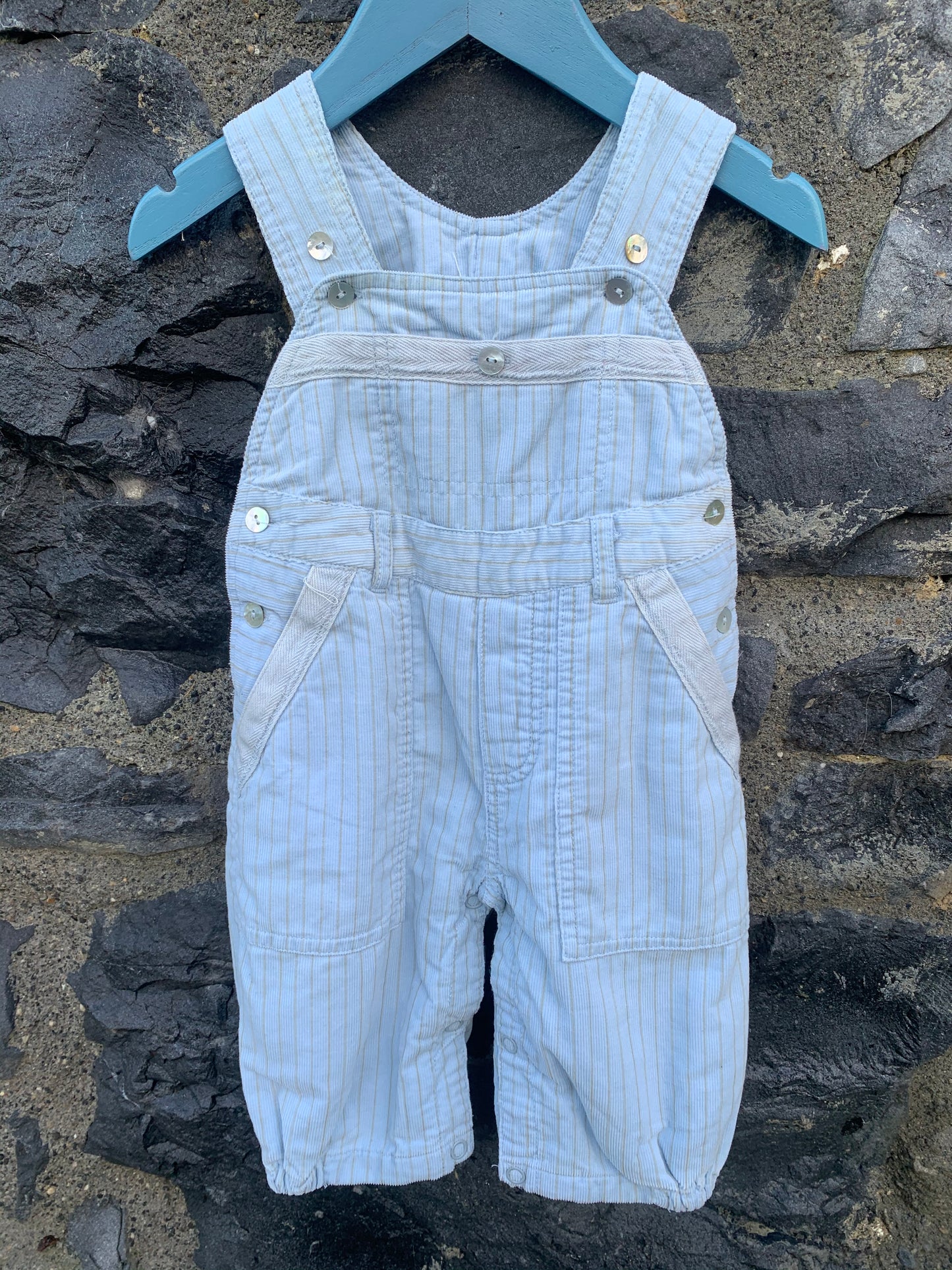 Blue stripy cord dungarees 3m (62cm)