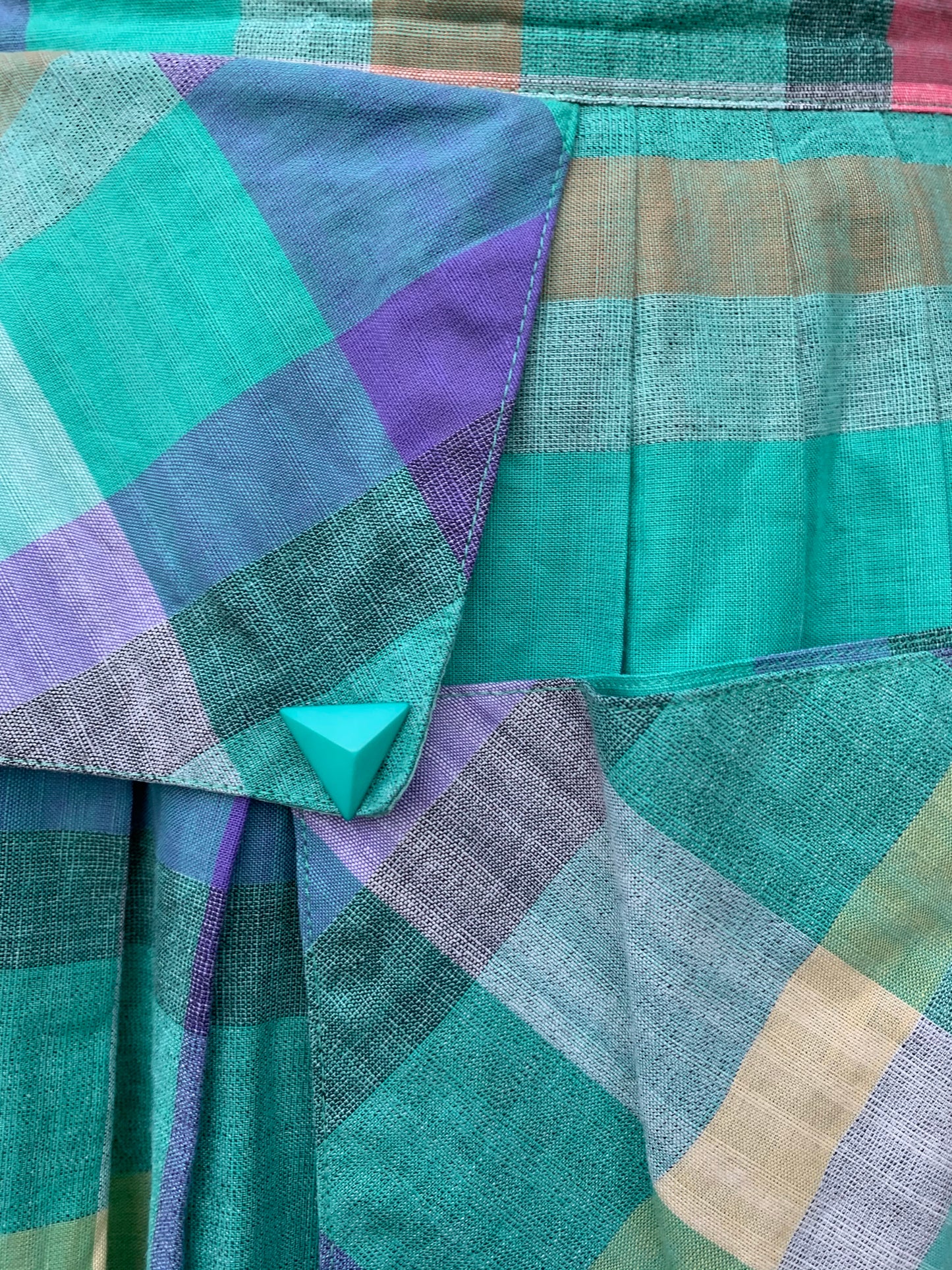 Butterfly 80s green check skirt uk 10