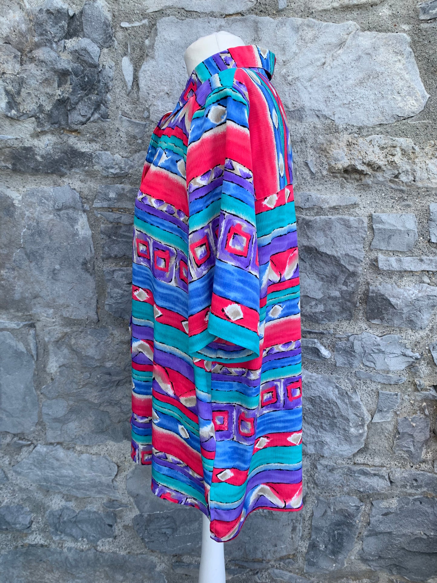 80s abstract stripes shirt uk 16-20