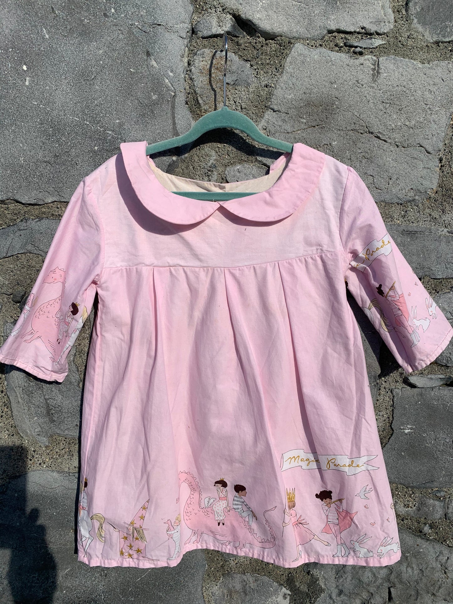 Pink dress with dragons 5y (110cm)