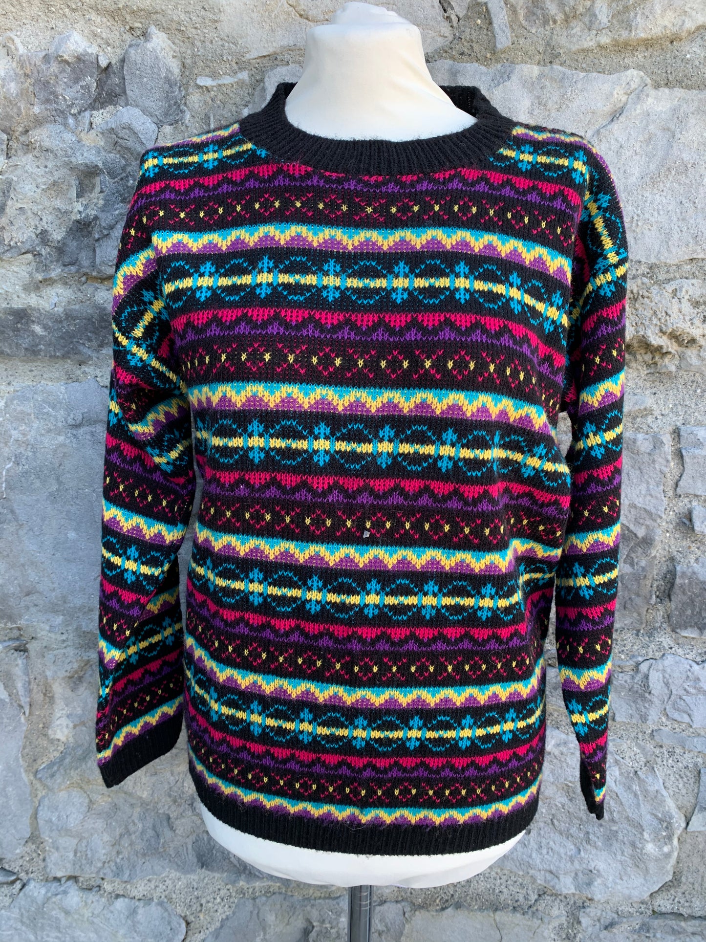 80s colourful geometric jumper uk 8-10