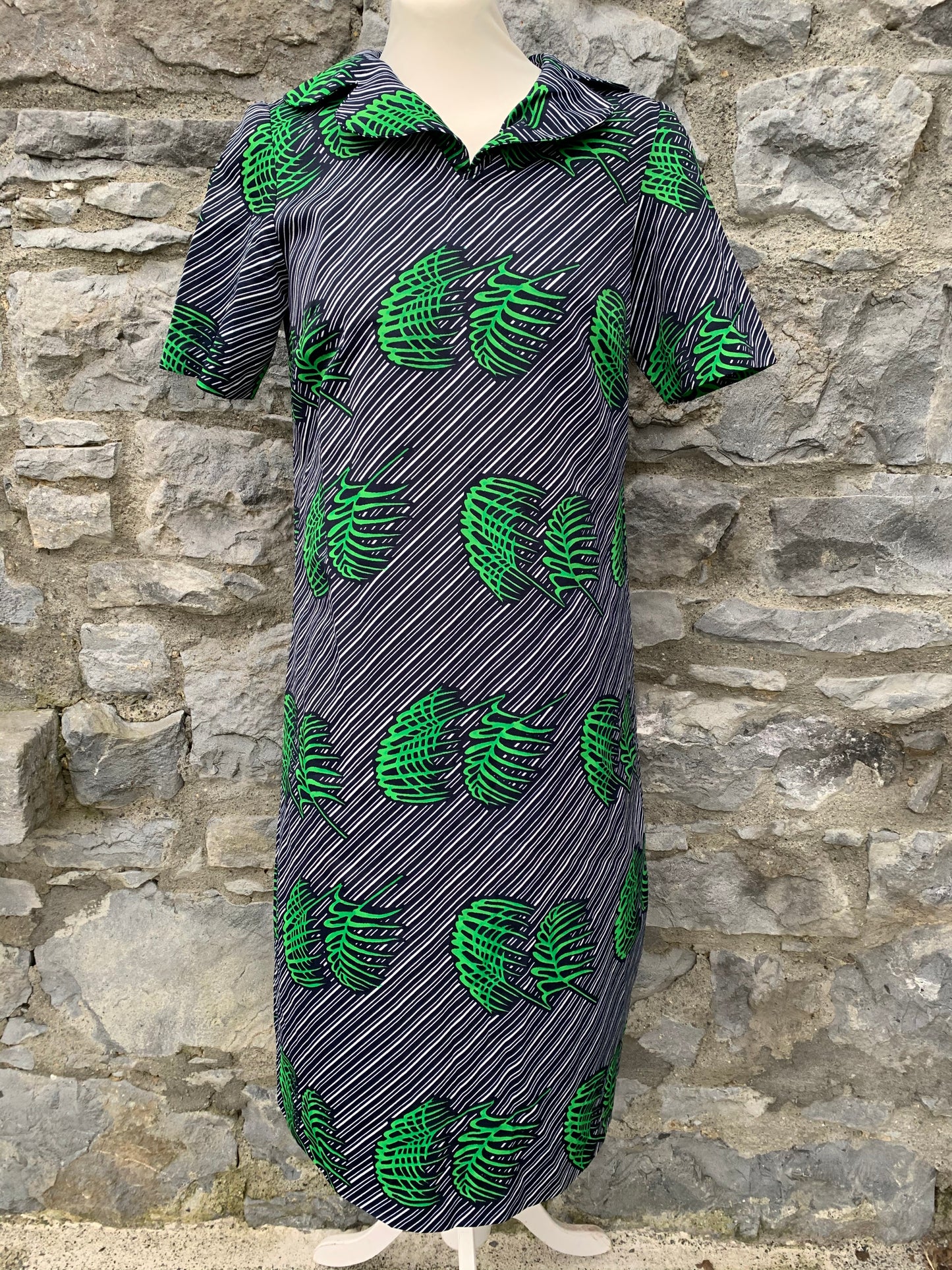 Palm leaves stripy dress uk 10
