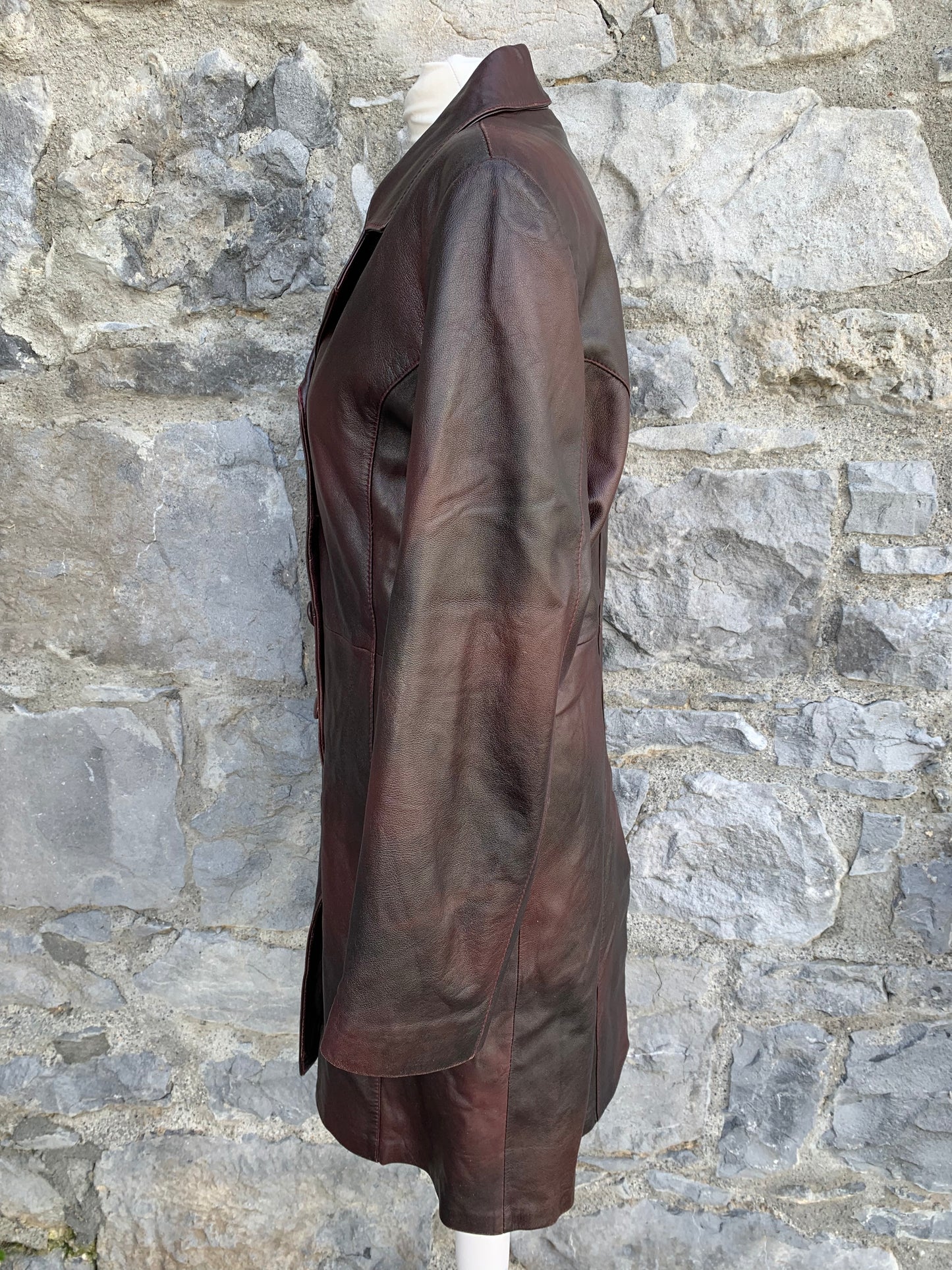 Dark burgundy leather coat uk 10