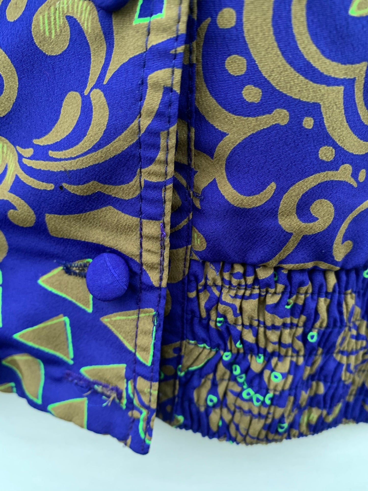 80s Blue&green blouse uk 16