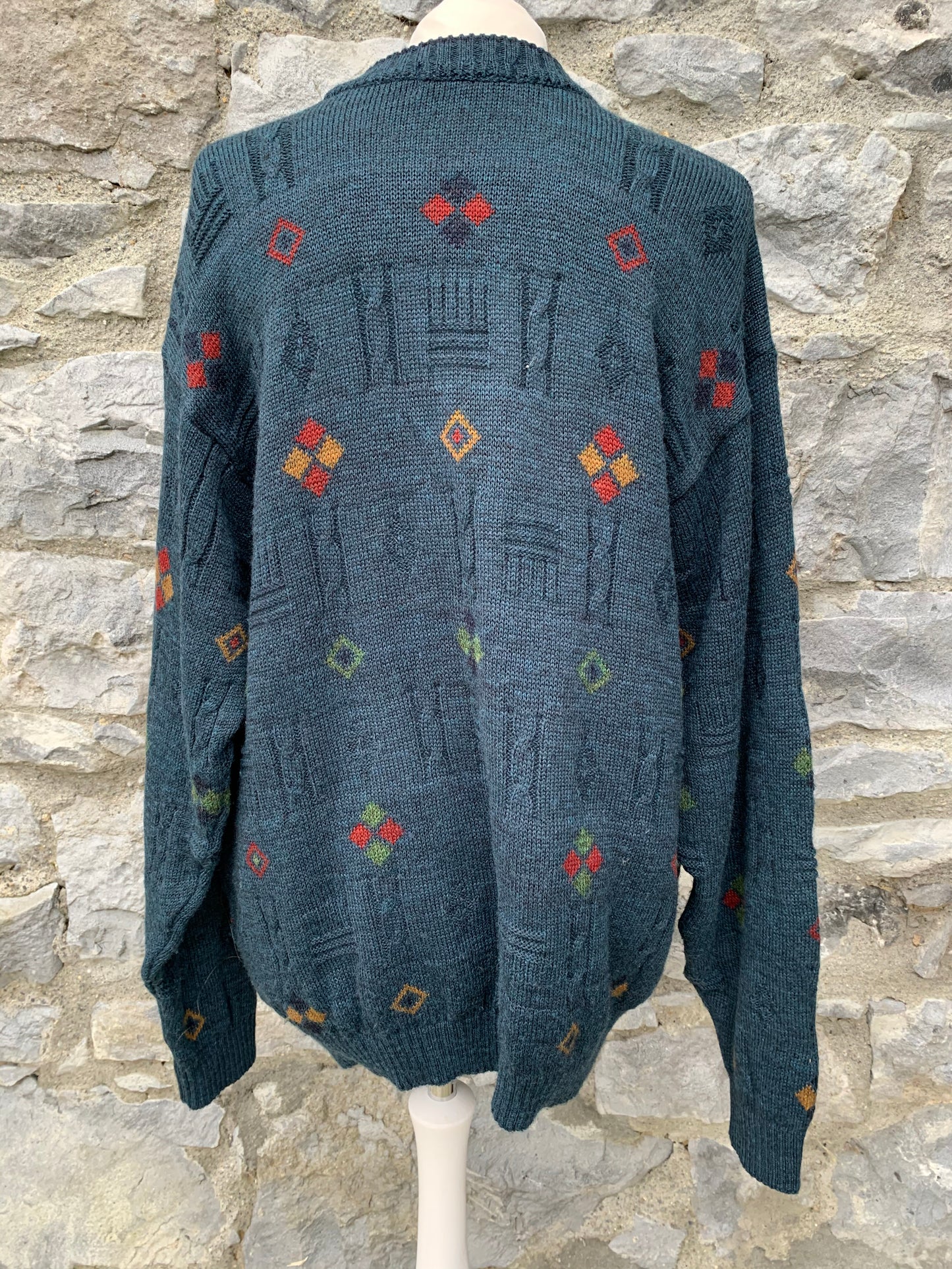 90s green Aztec jumper Large